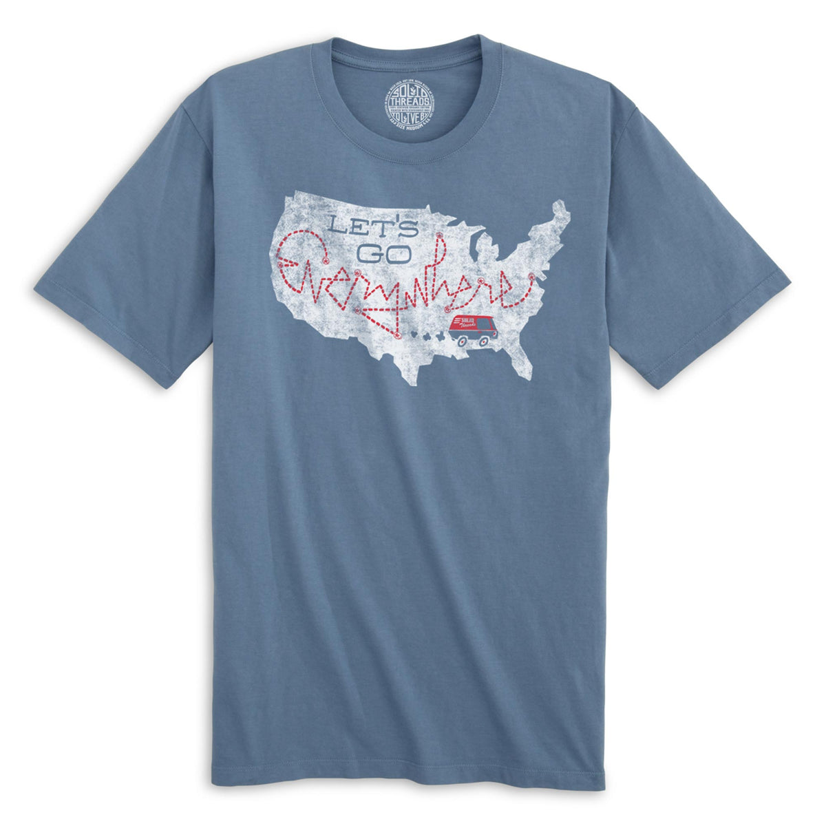 Let&#39;s Go Everywhere Cool Organic Cotton T-shirt | Vintage Road Trip  Tee | Solid Threads