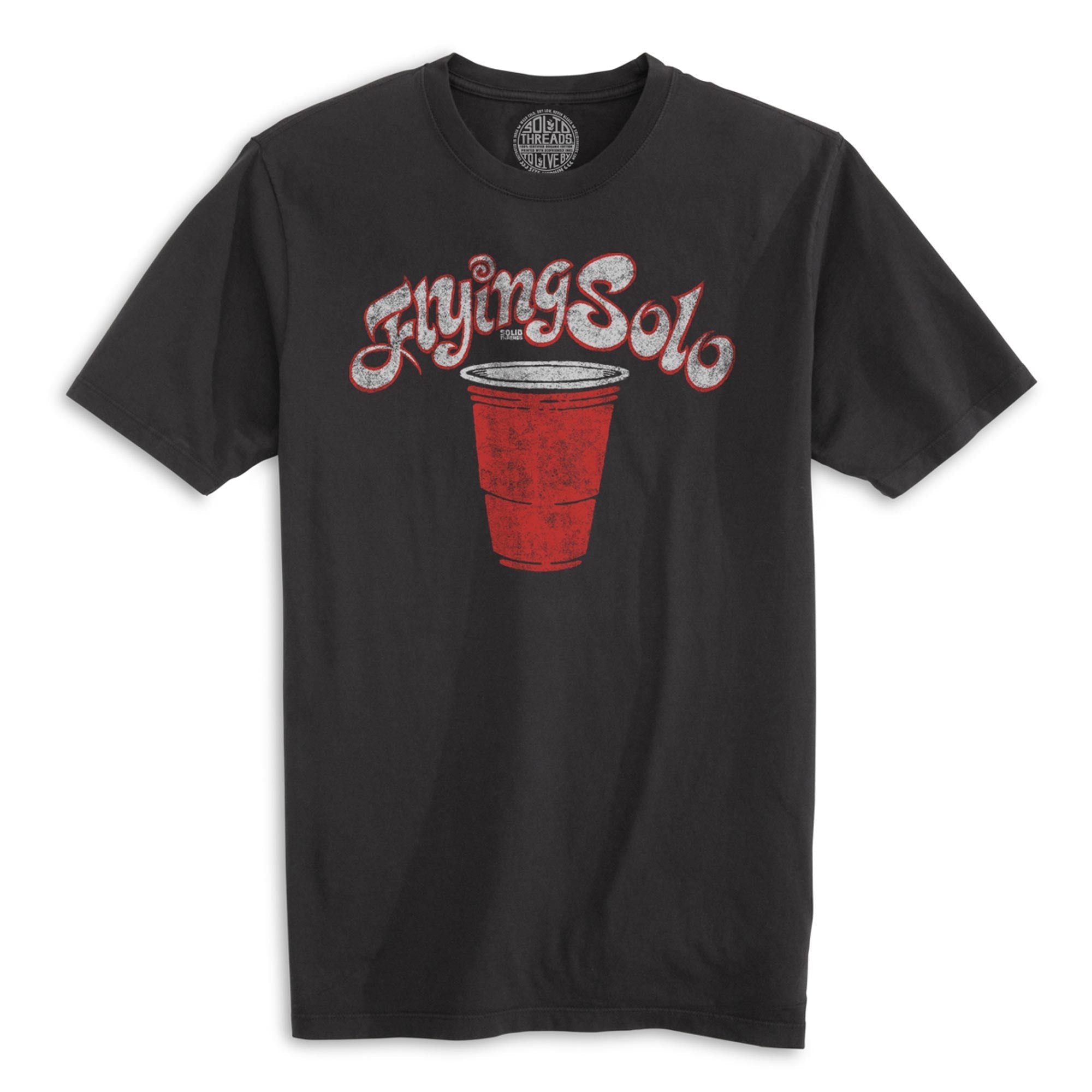 Flying Solo Vintage Organic Cotton T-shirt | Funny Drinking Game  Tee | Solid Threads