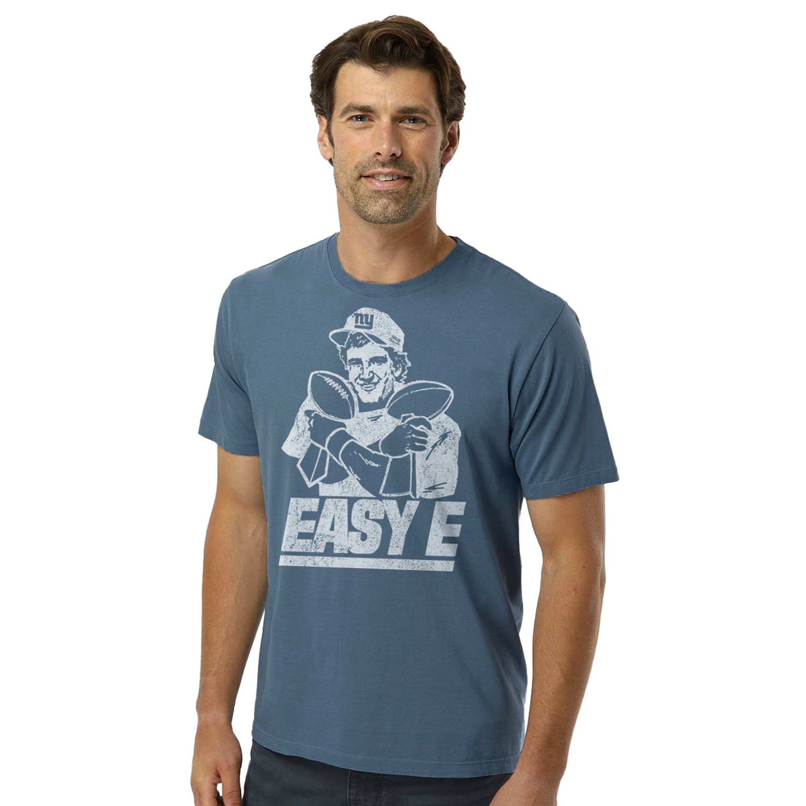Easy E Vintage Organic Cotton T-shirt | Funny Ny Giants Tee On Model | Solid Threads