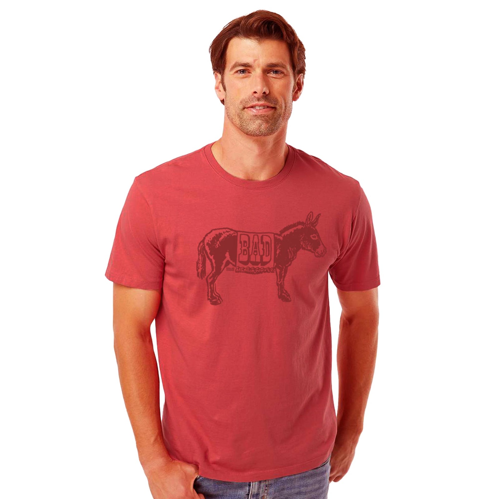 Bad Ass Funny Organic Cotton T-shirt | Cool Donkey Pun Tee On Model | Solid Threads