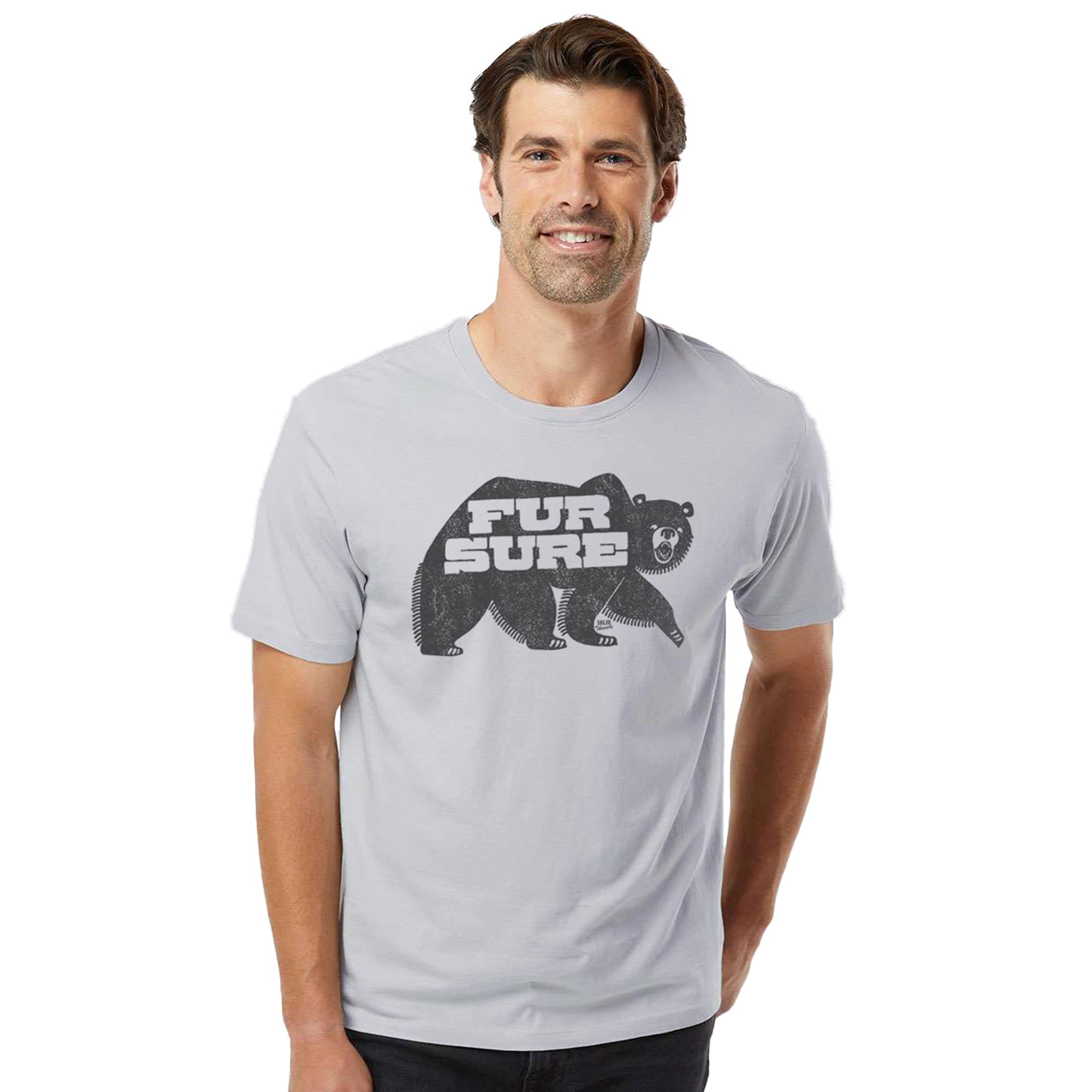 Fur Sure Vintage Organic Cotton T-shirt | Cool Bear   Tee On Model | Solid Threads