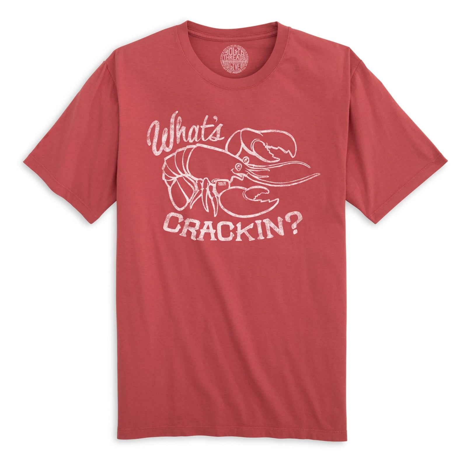 What's Crackin Funny Organic Cotton T-shirt | Vintage Crawfish Tee | Solid Threads