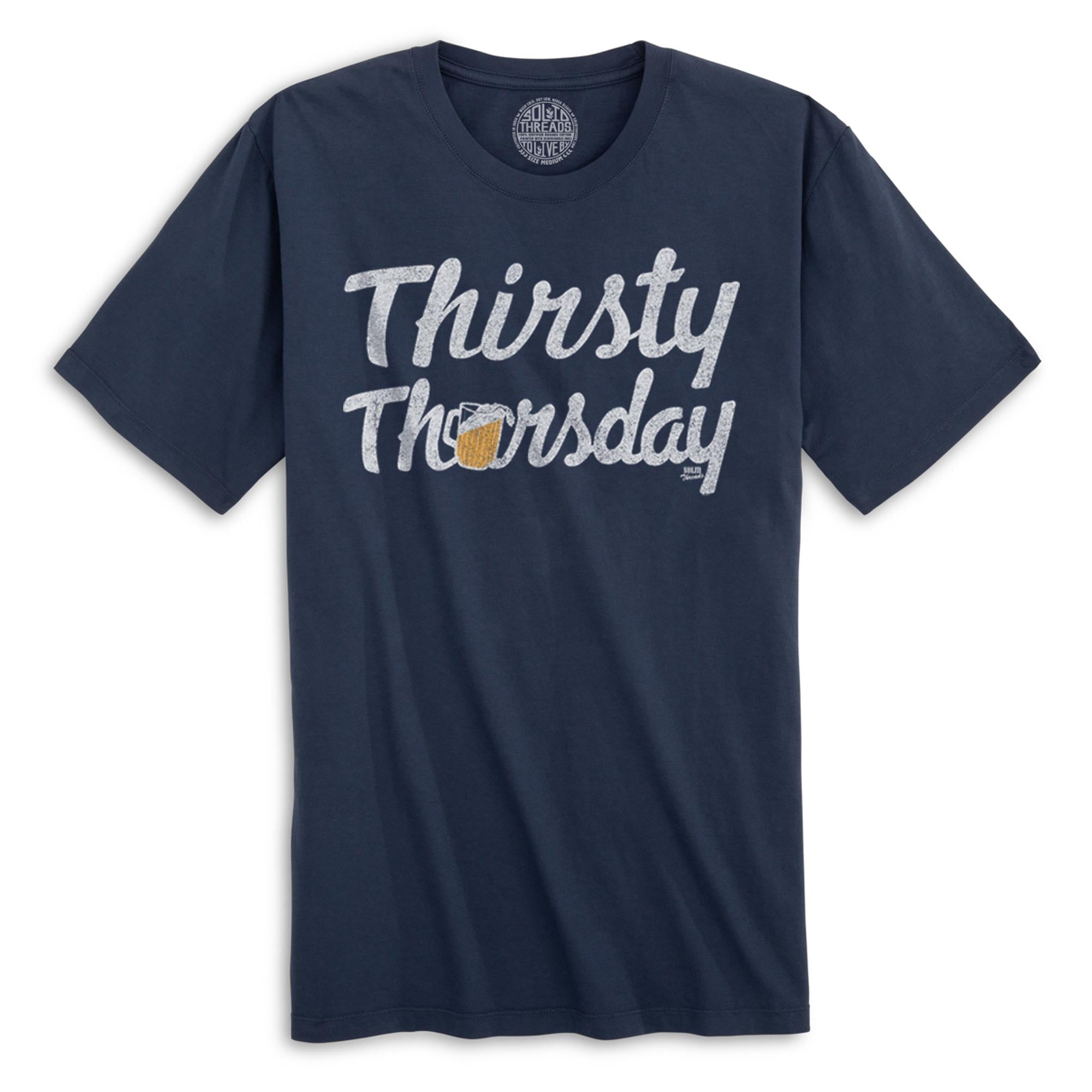 Thirsty Thursday Vintage Organic Cotton T-shirt | Funny Drinking   Tee | Solid Threads
