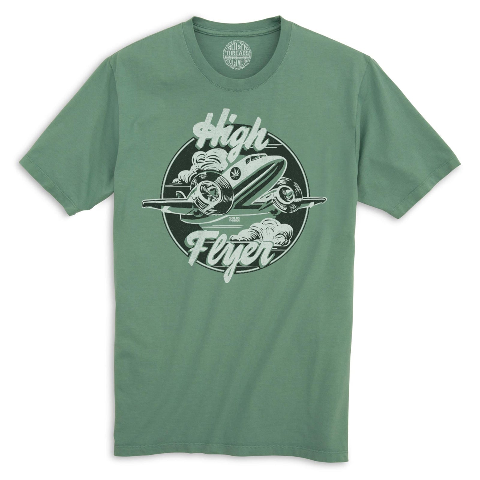 High Flyer Vintage Organic Cotton T-shirt | Funny Marijuana Tee | Solid Threads