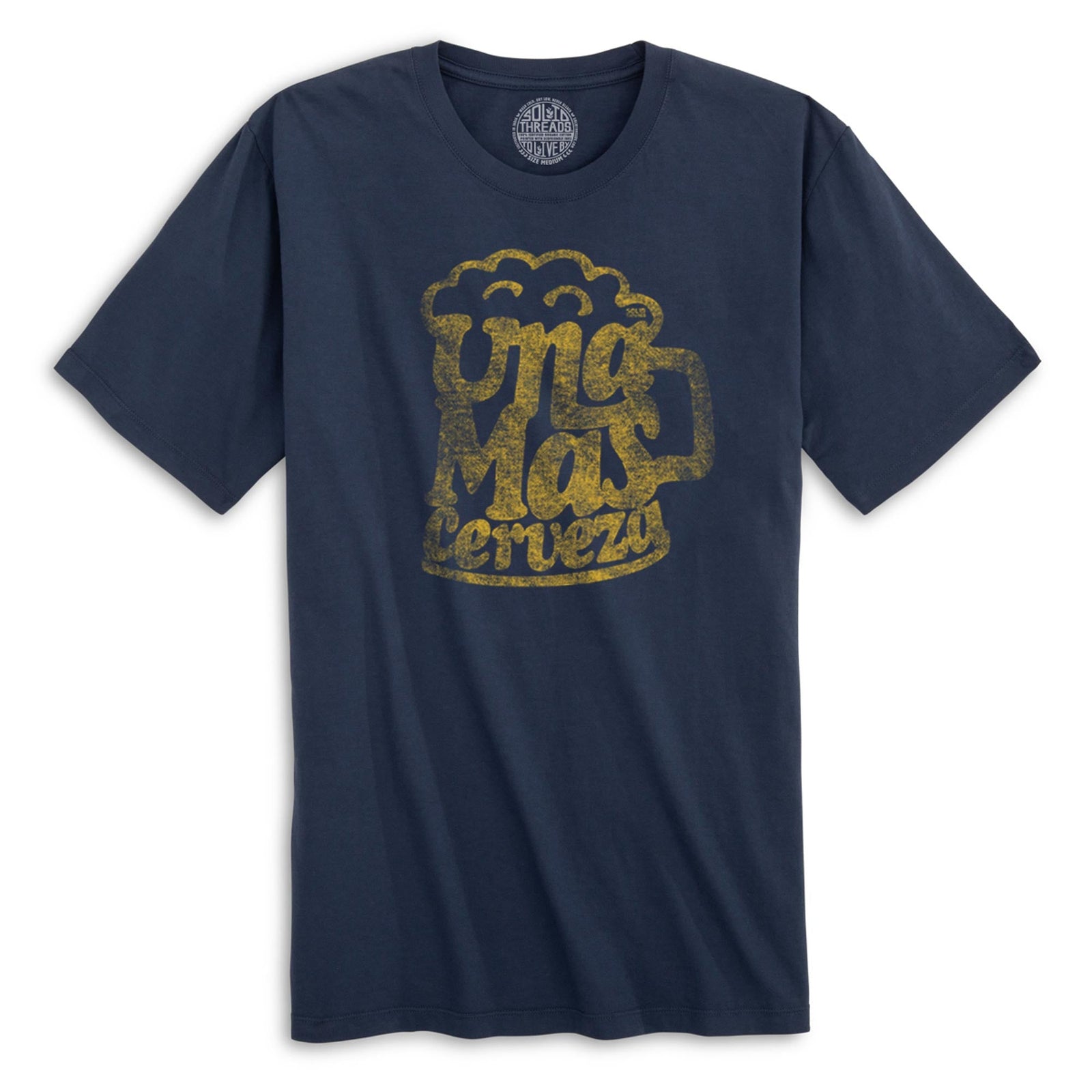 Una Mas Cerveza Cool Organic Cotton T-shirt | Vintage Beer Drinking  Tee | Solid Threads