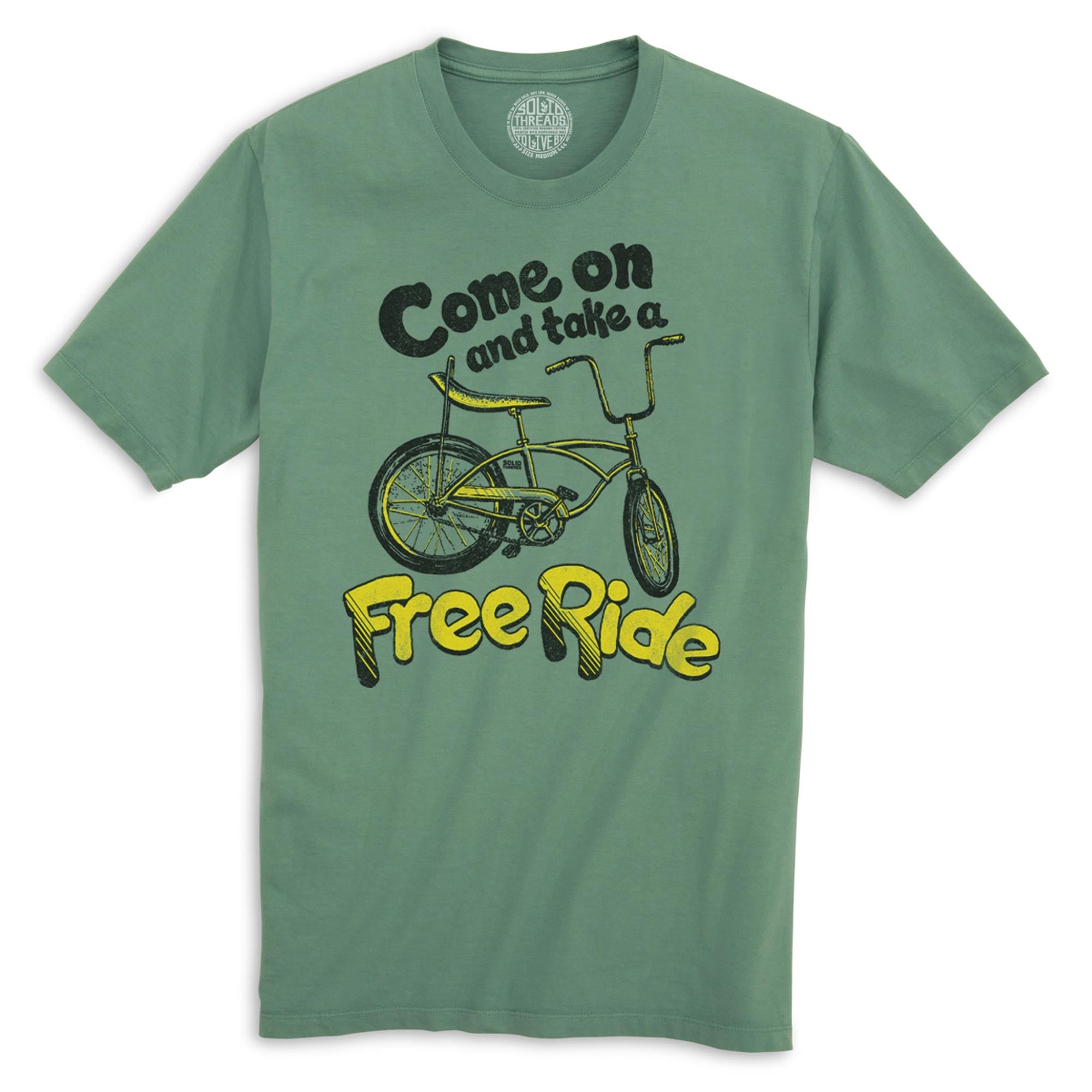 Come On And Take A Free Ride Vintage Organic Cotton T-shirt | Funny Bicycle   Tee | Solid Threads