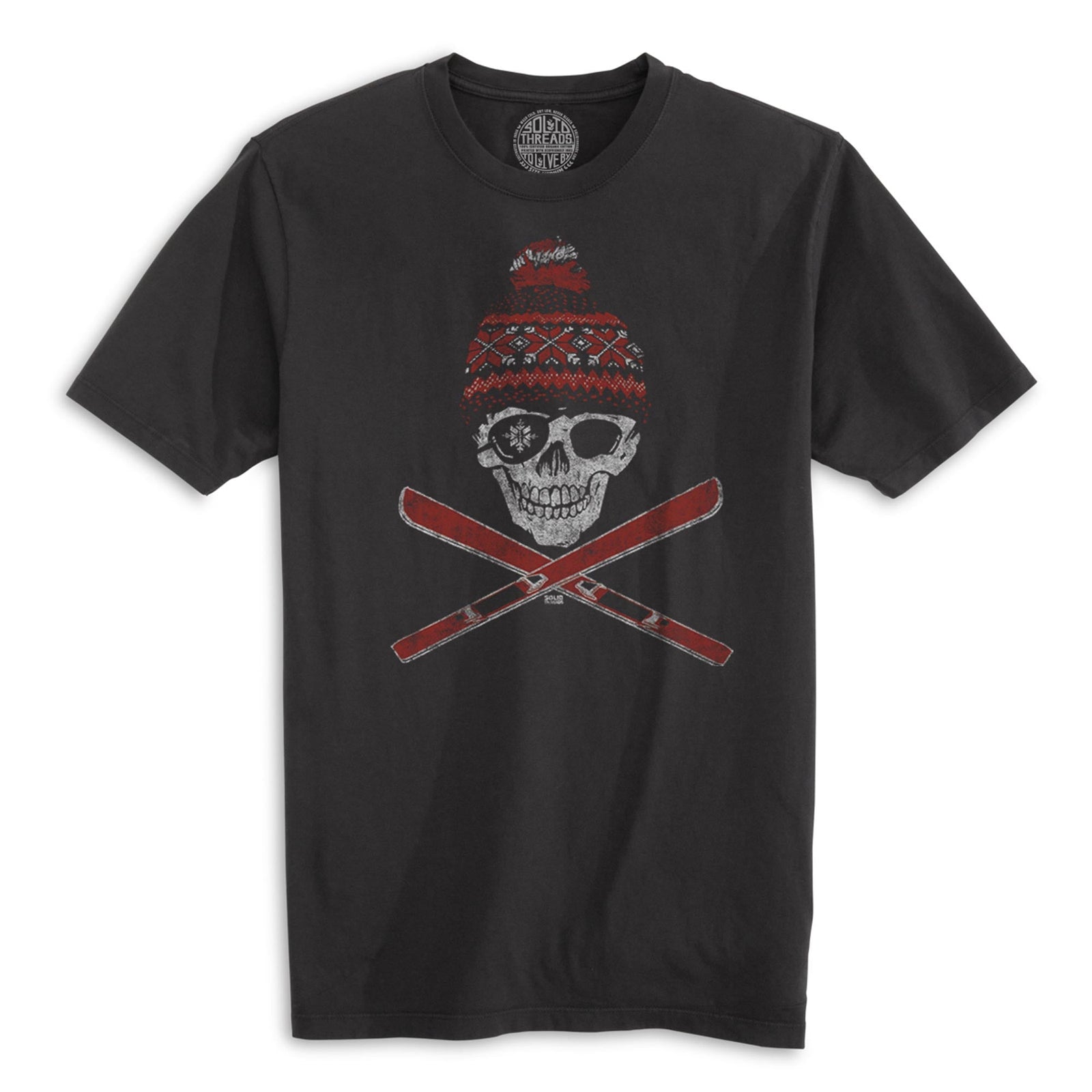 Ski Skull Cool Organic Cotton T-shirt | Vintage Winter Mountains  Tee | Solid Threads