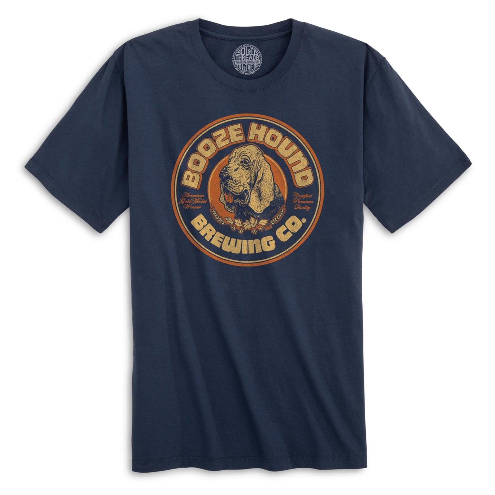 Boozehound Brewing Co. Vintage Organic Cotton T-shirt | Funny Drinking Tee | Solid Threads
