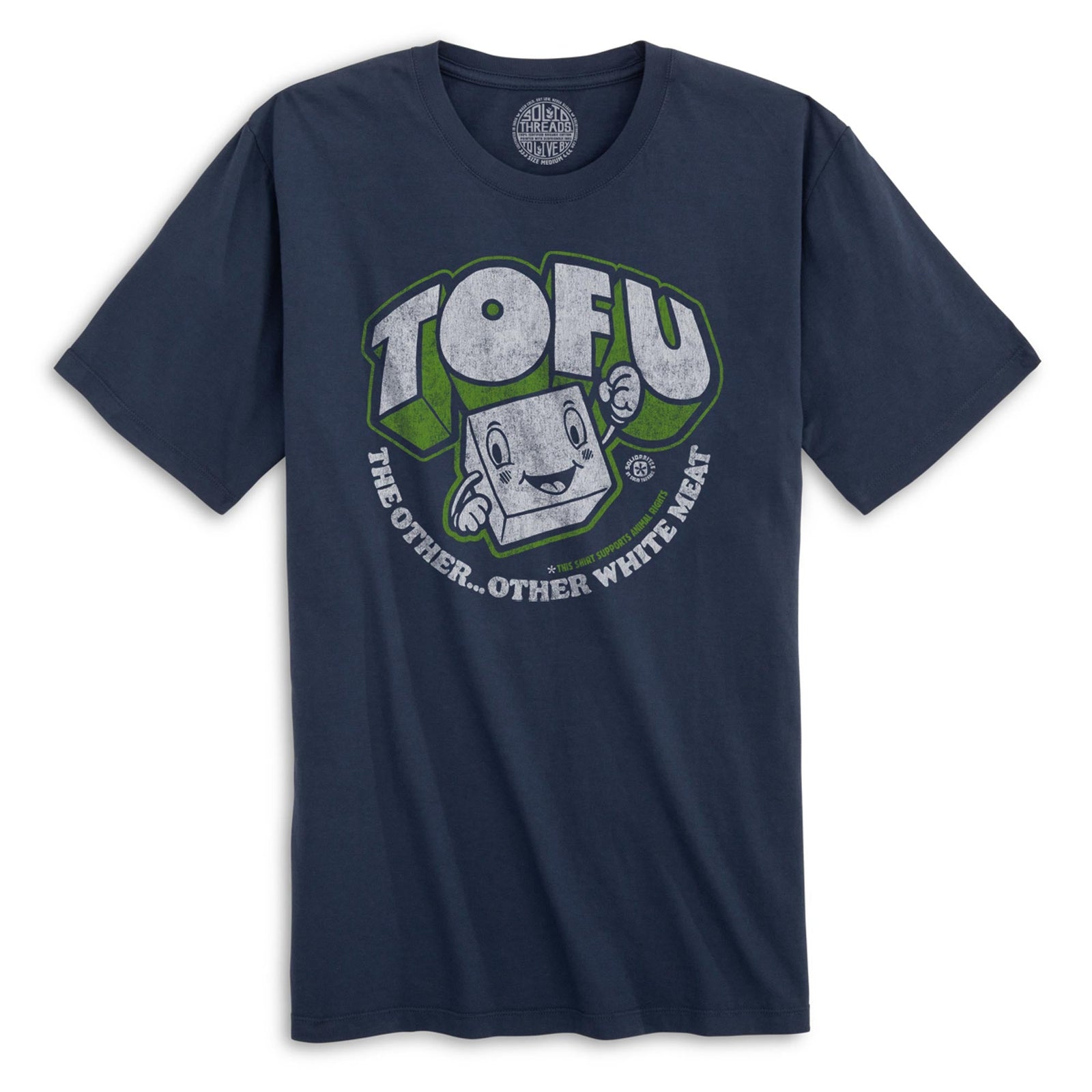 Tofu,The Other Other White Meat | Supports Animal Rights Vintage Organic Cotton T-shirt | Funny Vegan Food Tee | Solid Threads