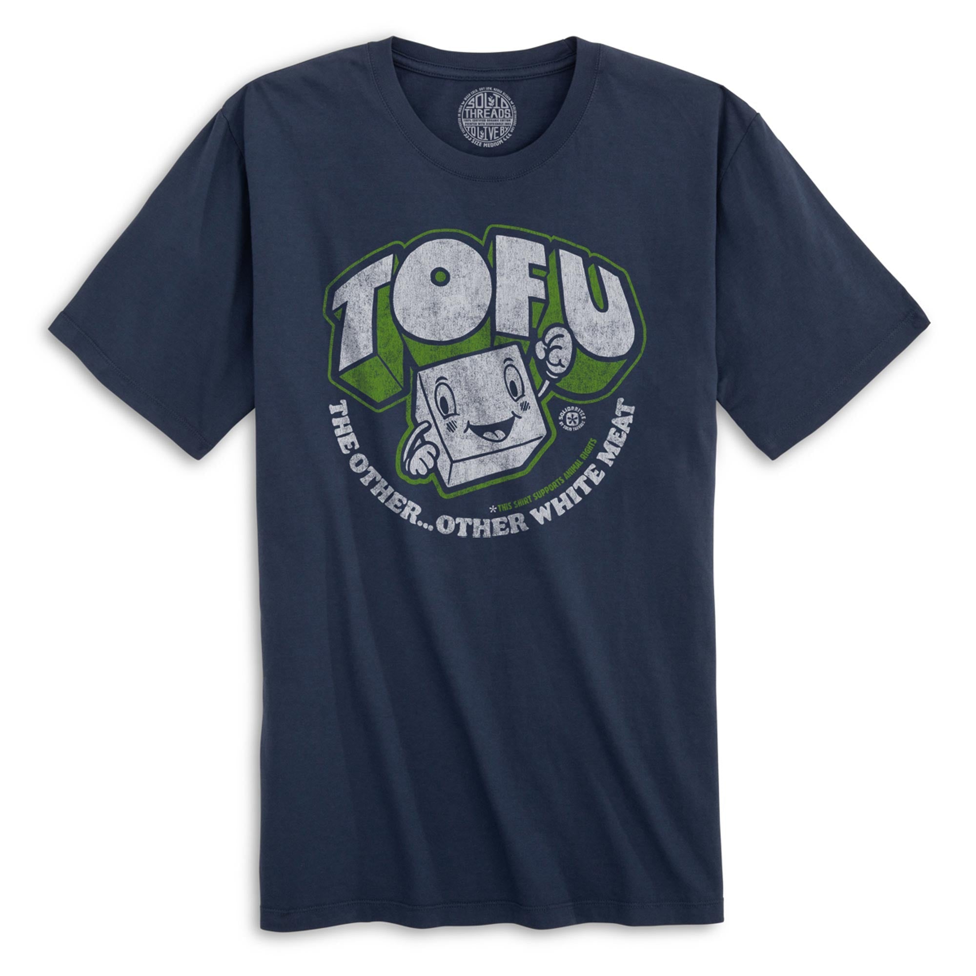 Tofu,The Other Other White Meat | Supports Animal Rights Vintage Organic Cotton T-shirt | Funny Vegan Food  Tee | Solid Threads