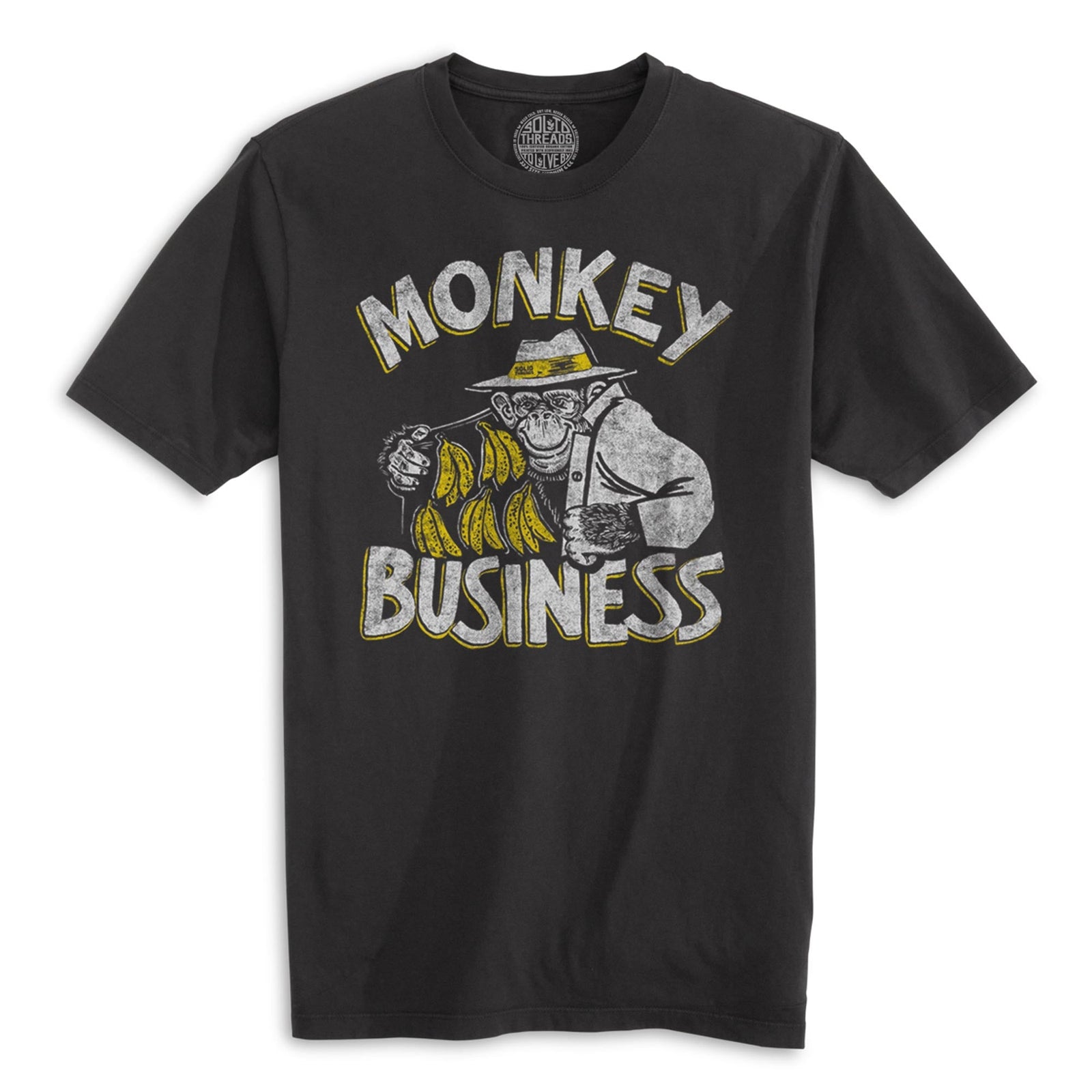 Monkey Business Vintage Organic Cotton T-shirt | Funny Animal Pun Tee | Solid Threads