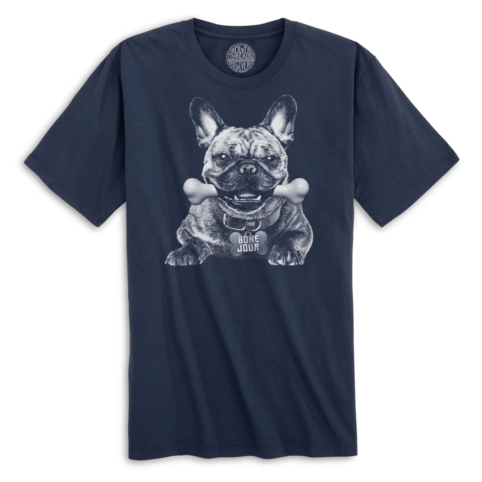 Bone Jour Vintage Organic Cotton T-shirt | Funny Dog Lover Tee | Solid Threads