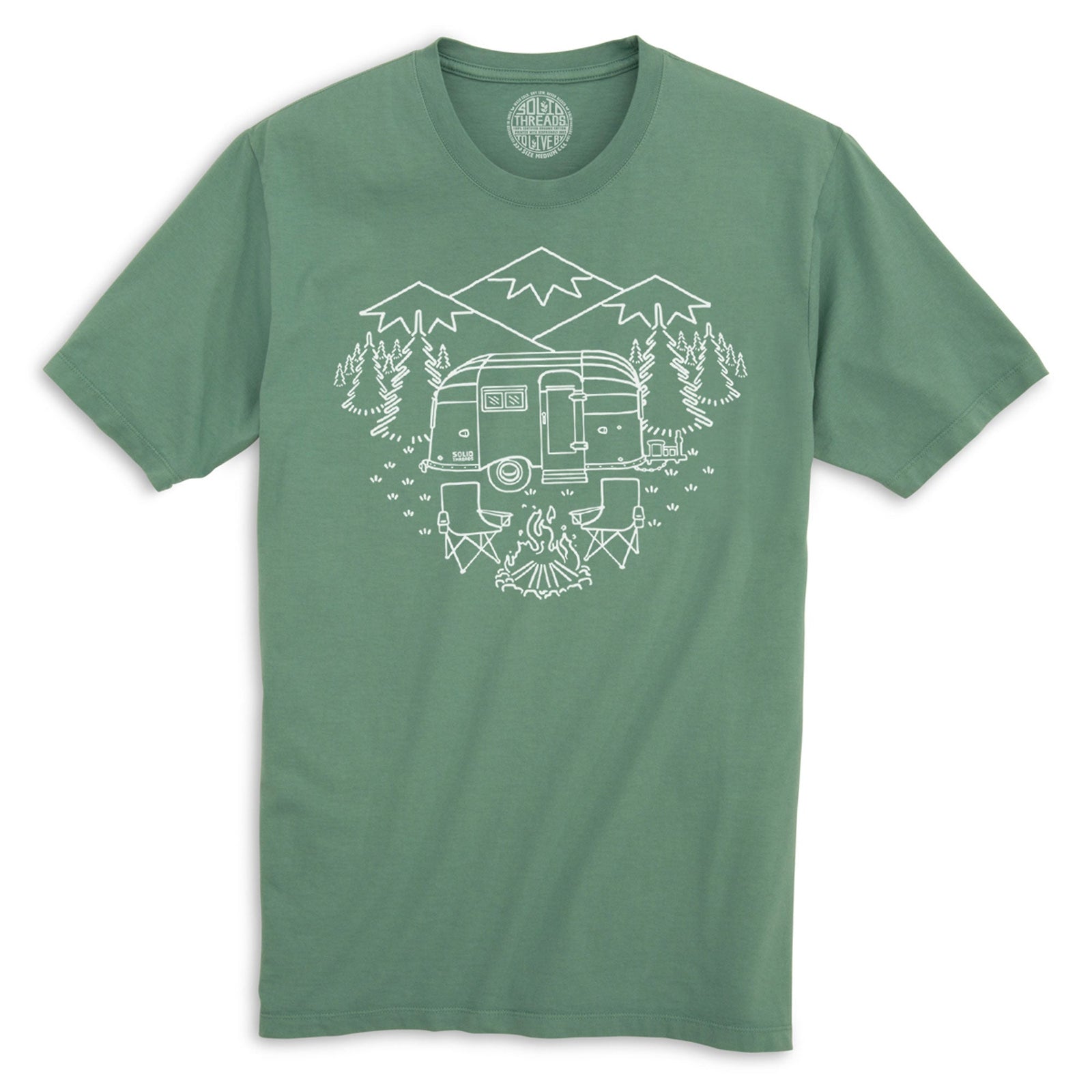 Camp Site Vintage Organic Cotton T-shirt | Cool Hiking Mountains  Tee | Solid Threads