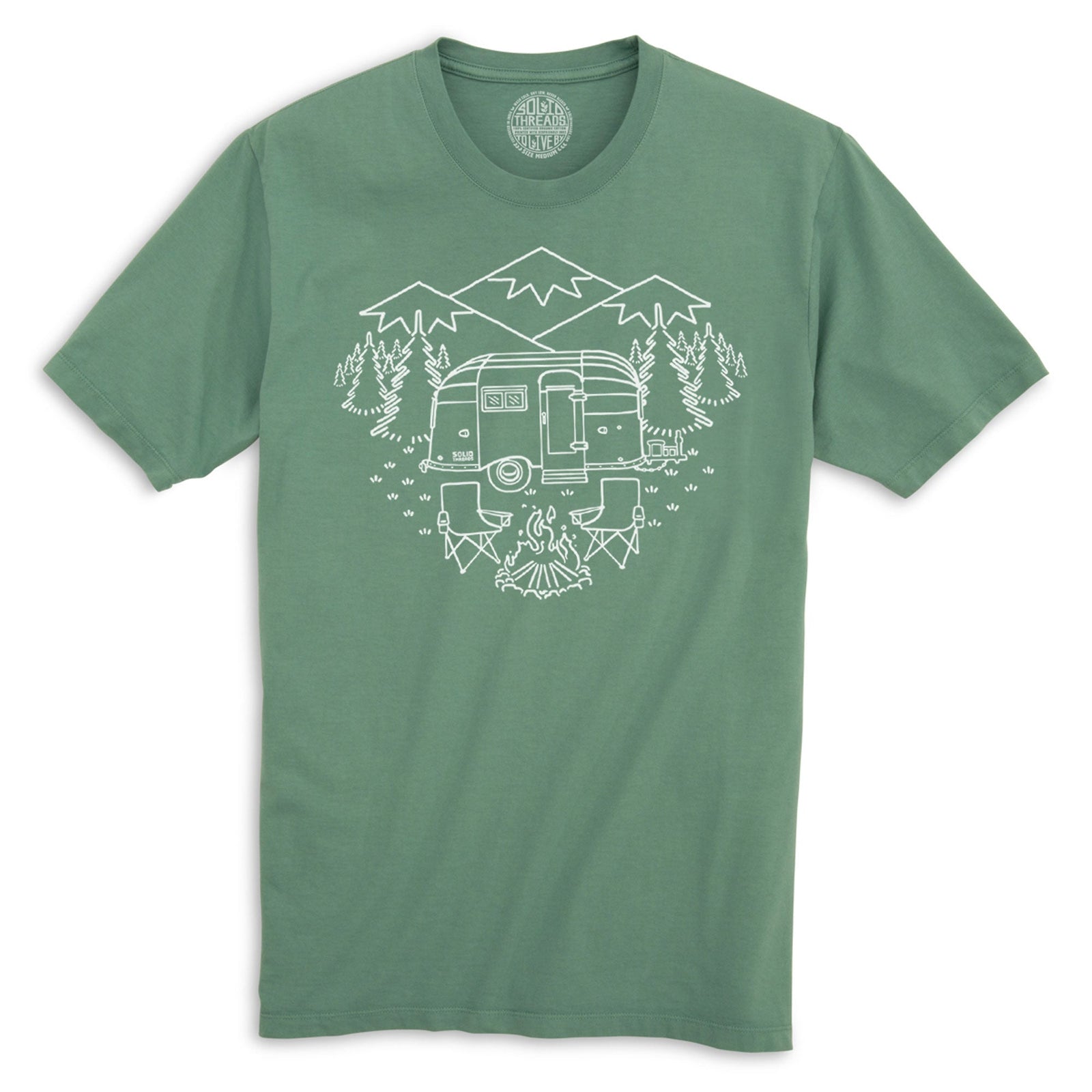 Camp Site Vintage Organic Cotton T-shirt | Cool Hiking Mountains Tee | Solid Threads