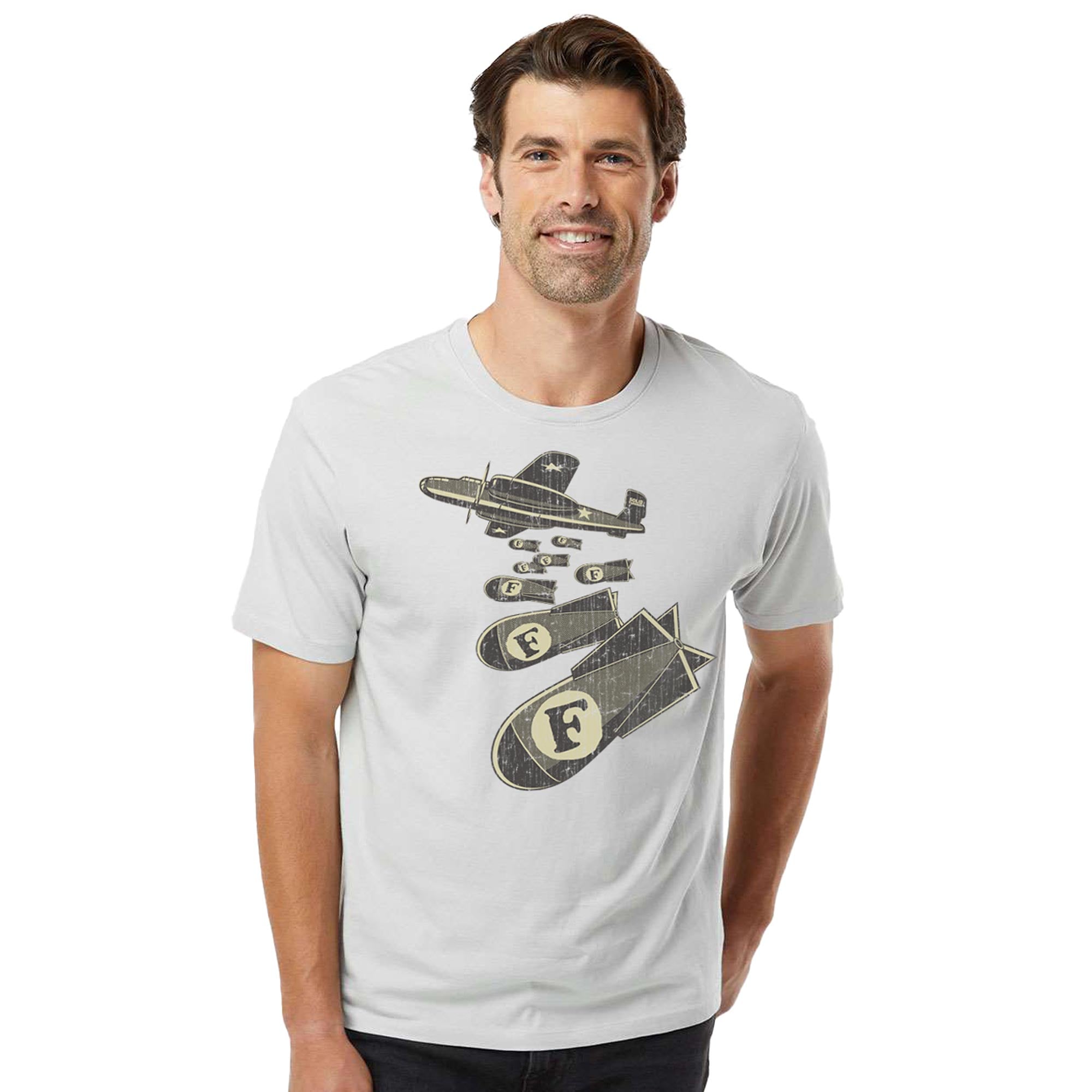 F Bombs Funny Organic Cotton T-shirt | Vintage Swearing Pun Tee on Model | Solid Threads