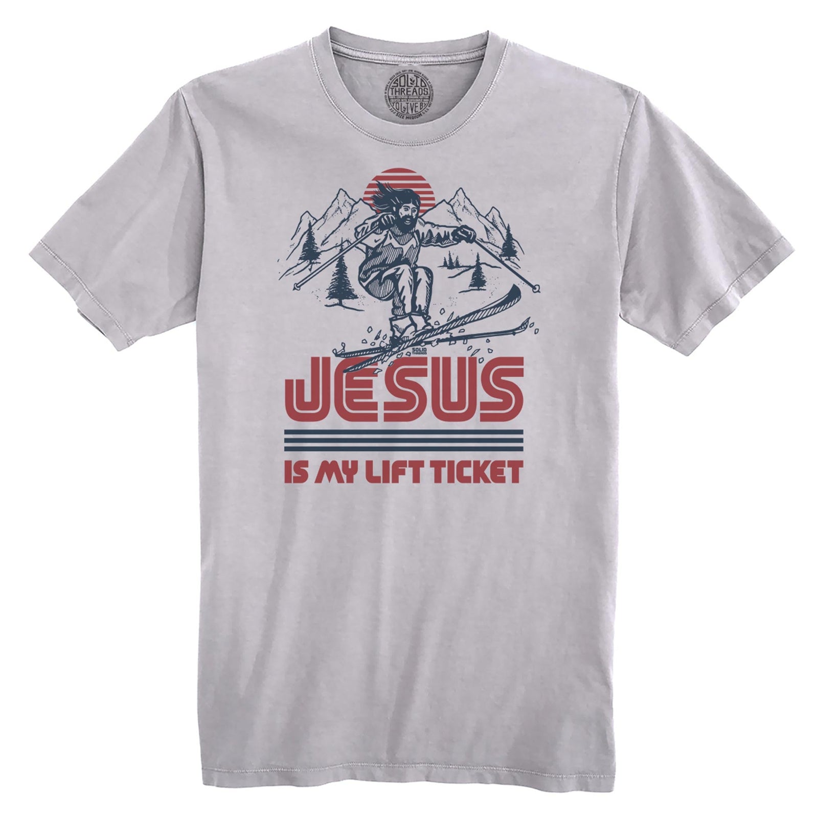 Jesus Is My Lift Ticket Funny Organic Cotton T-shirt | Cool Skiing Tee | Solid Threads