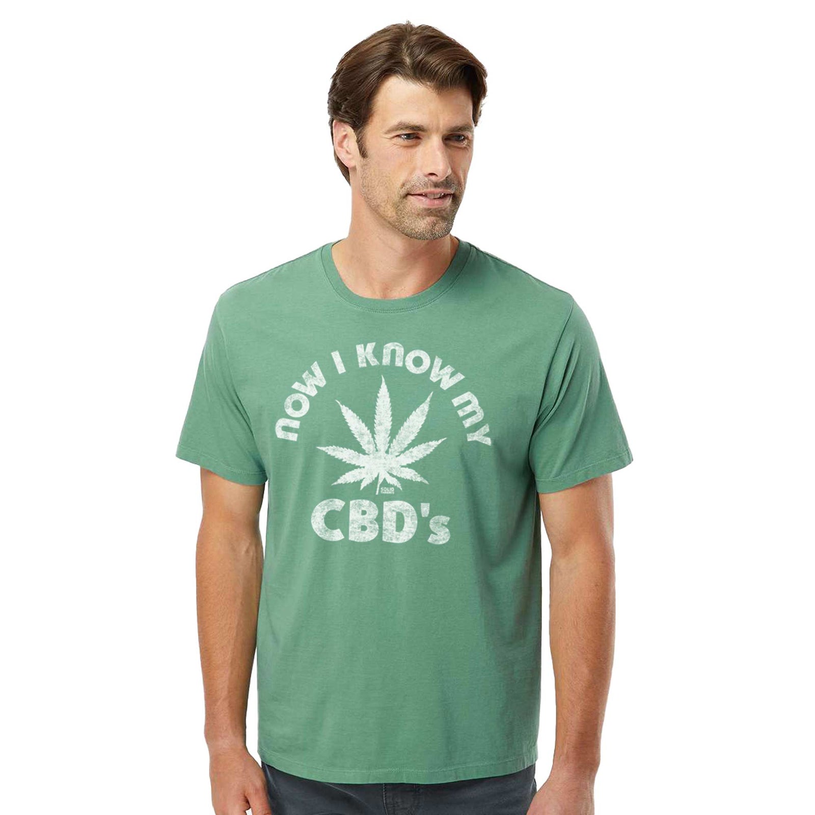 Now I Know My Cbd's Vintage Organic Cotton T-shirt | Funny Cannabis Tee On Model | Solid Threads