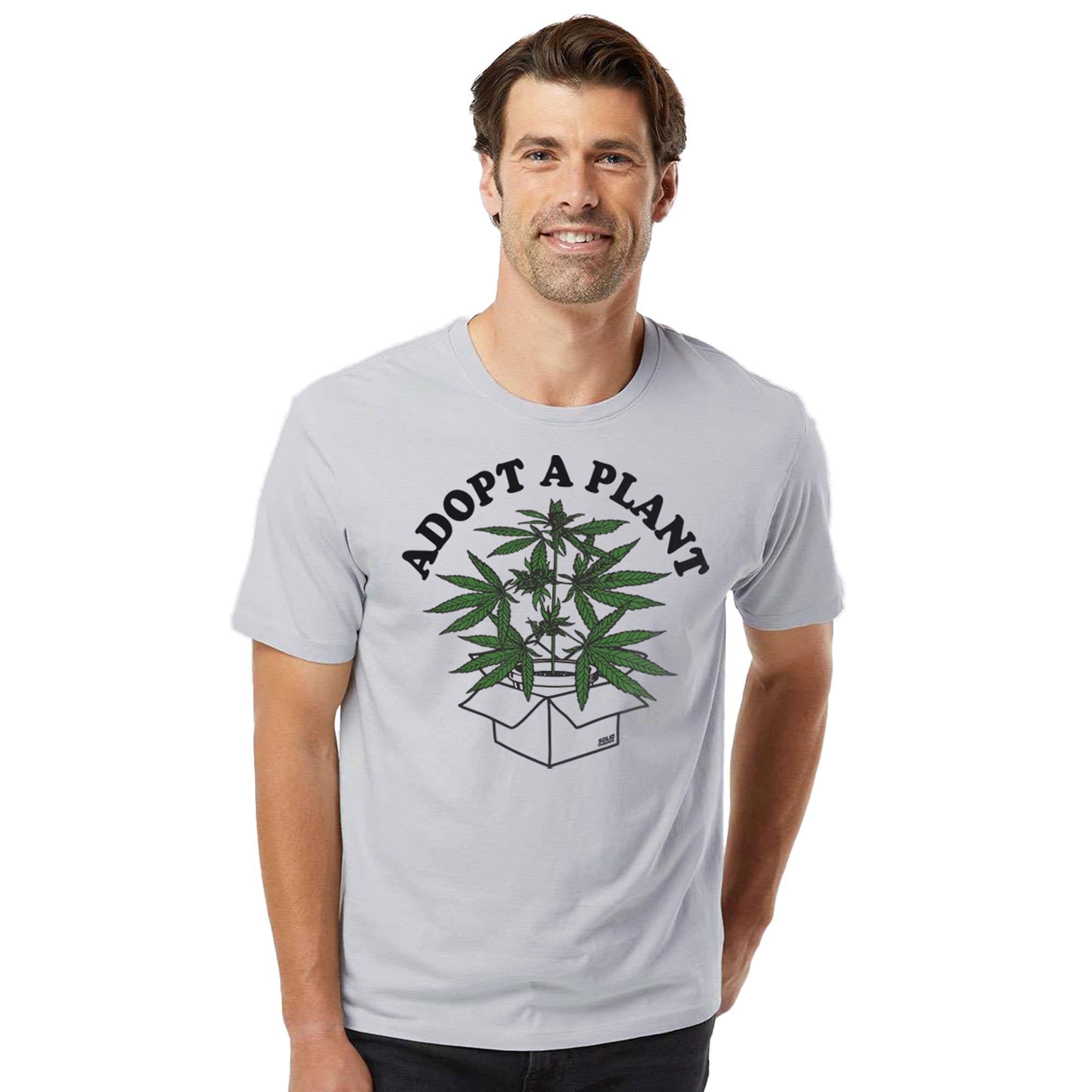 Adopt A Plant Vintage Organic Cotton T-shirt | Funny Marijuana   Tee On Model | Solid Threads