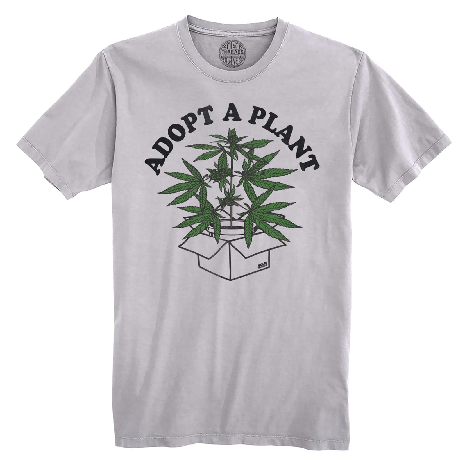 Adopt A Plant Vintage Organic Cotton T-shirt | Funny Marijuana Tee | Solid Threads