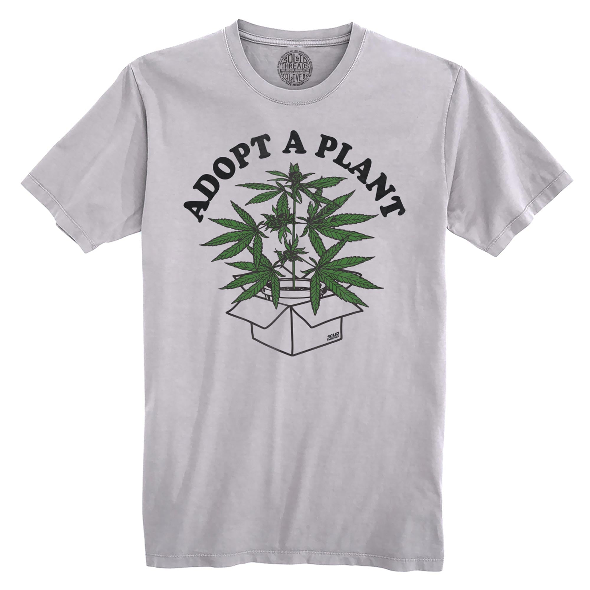 Adopt A Plant Vintage Organic Cotton T-shirt | Funny Marijuana   Tee | Solid Threads