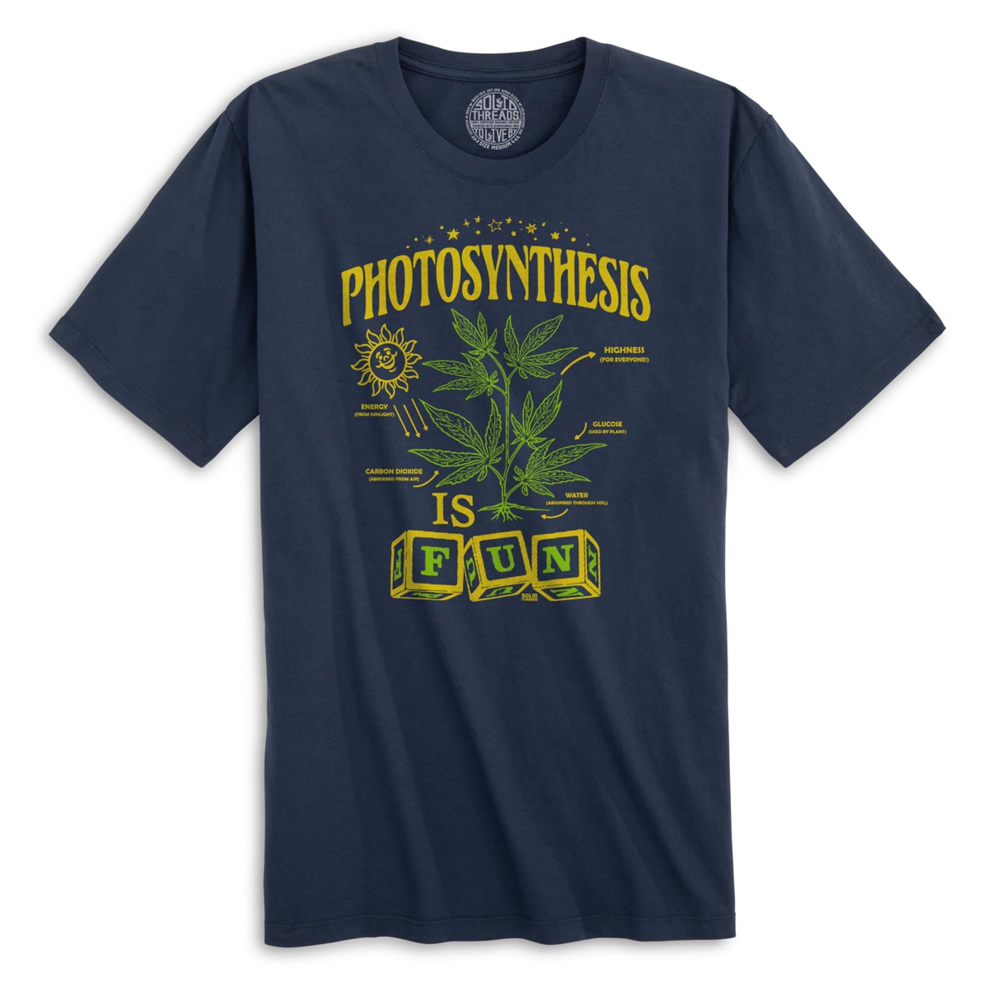 Photosynthesis Is Fun Vintage Organic Cotton T-shirt | Funny Marijuana   Tee On Model | Solid Threads