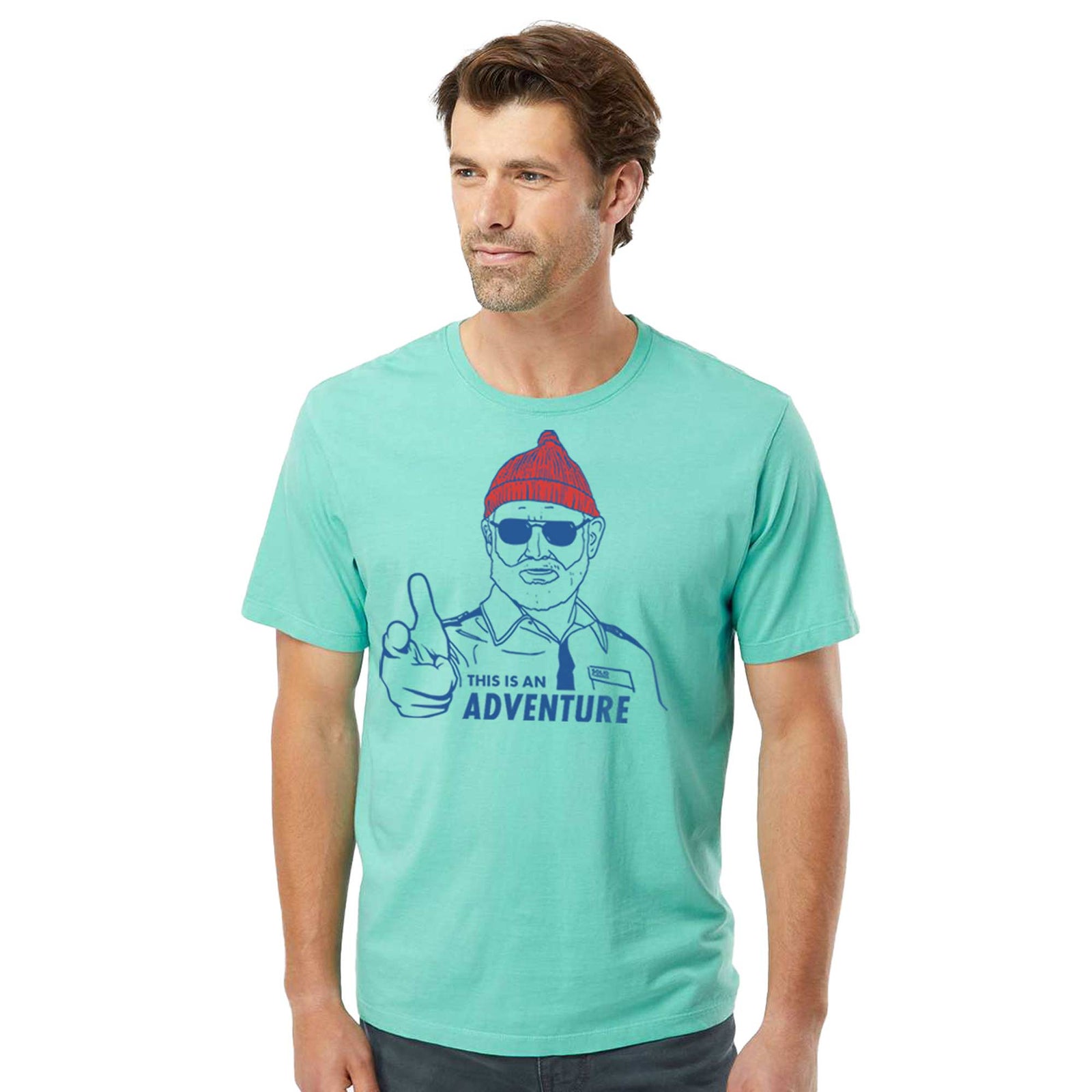 Steve Zissou This Is An Adventure Funny Organic Cotton T-shirt | Bill Murray Tee On Model | Solid Threads
