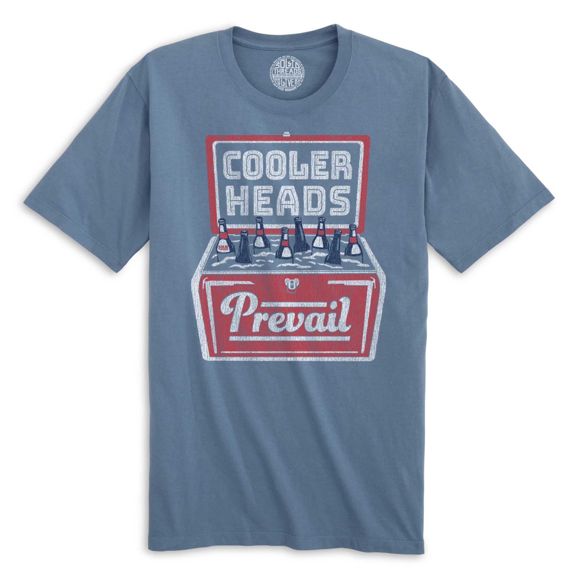 Cooler Heads Vintage Organic Cotton T-shirt | Funny Drinking   Tee | Solid Threads