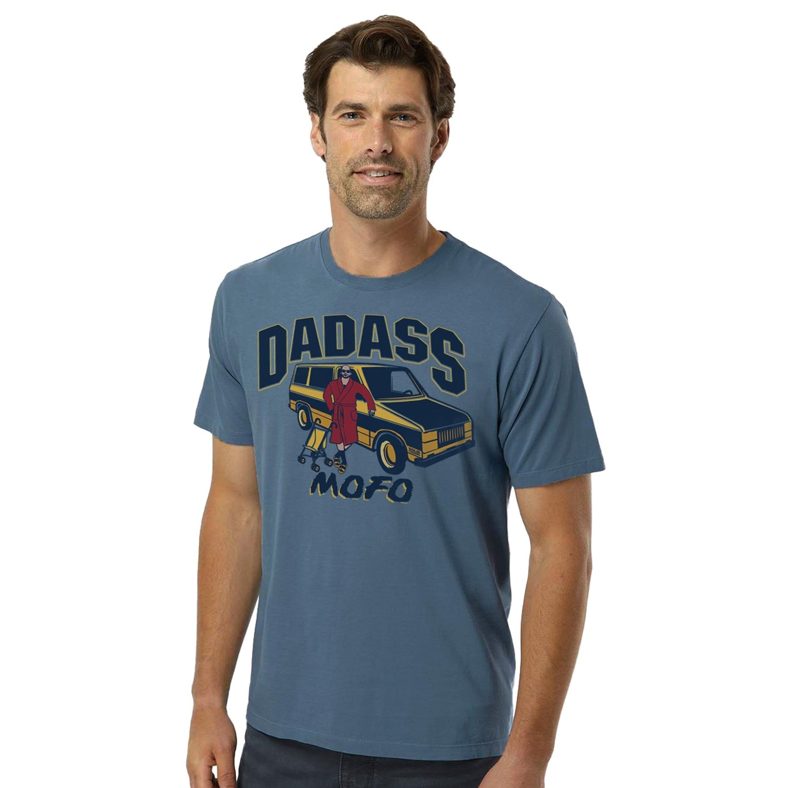 Dadass Vintage Organic Cotton T-shirt | Funny Parenting Tee On Model | Solid Threads