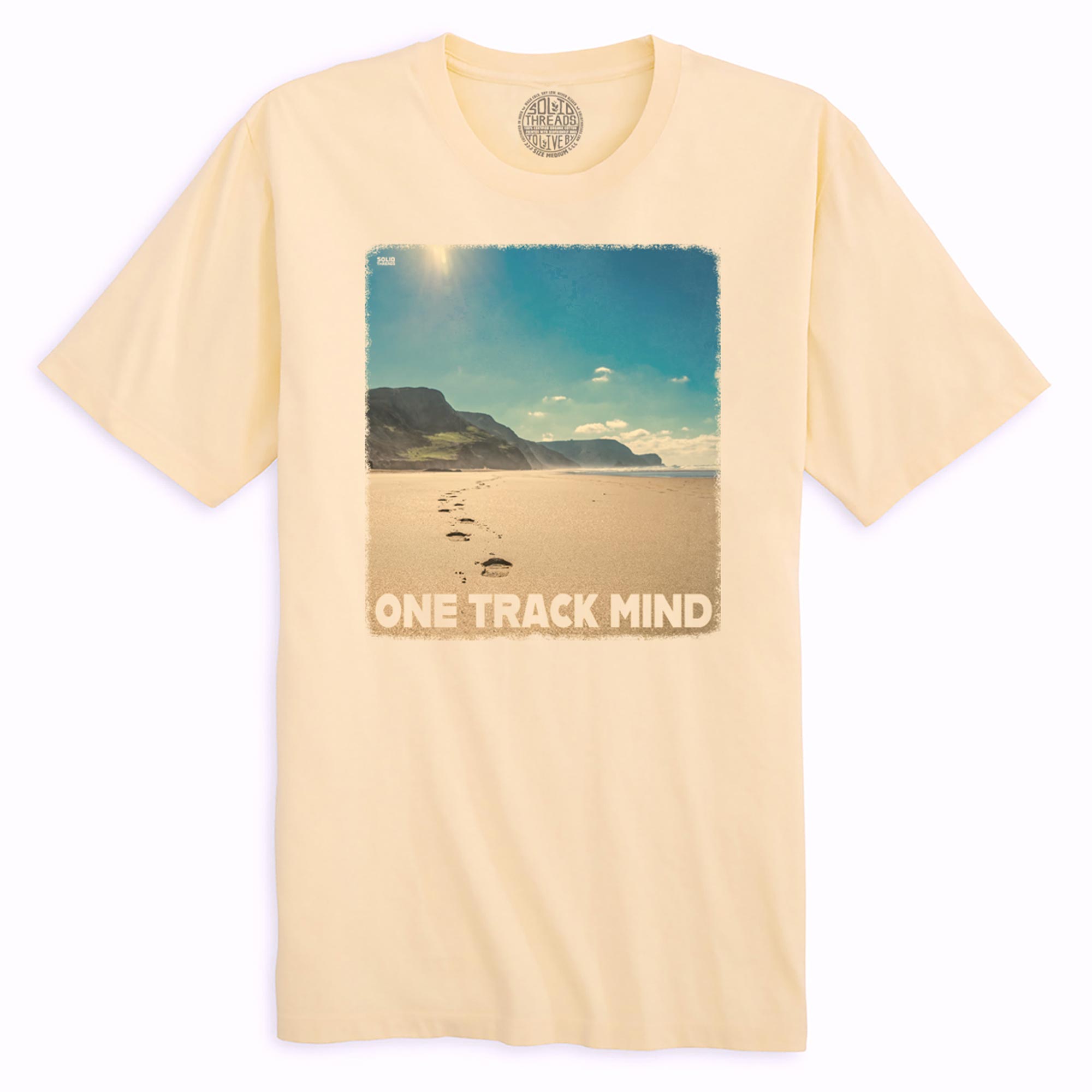 One Track Mind Vintage Organic Cotton T-shirt | Funny Beach Bum  Tee | Solid Threads