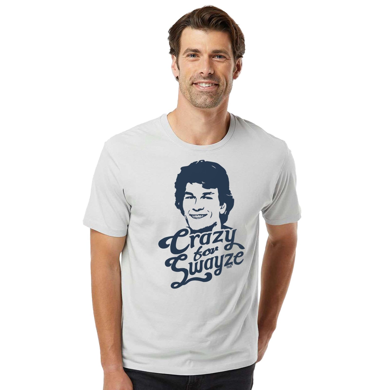 Crazy For Swayze | Retro Organic Cotton T-shirt | Vintage 80s Movie Tee On Model | Solid Threads