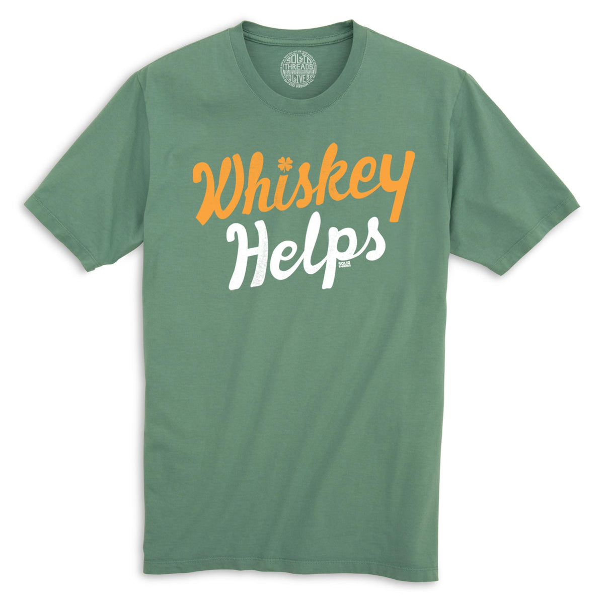 Irish Whiskey Helps Funny Organic Cotton T-shirt | Vintage St Paddy&#39;s  Tee | Solid Threads