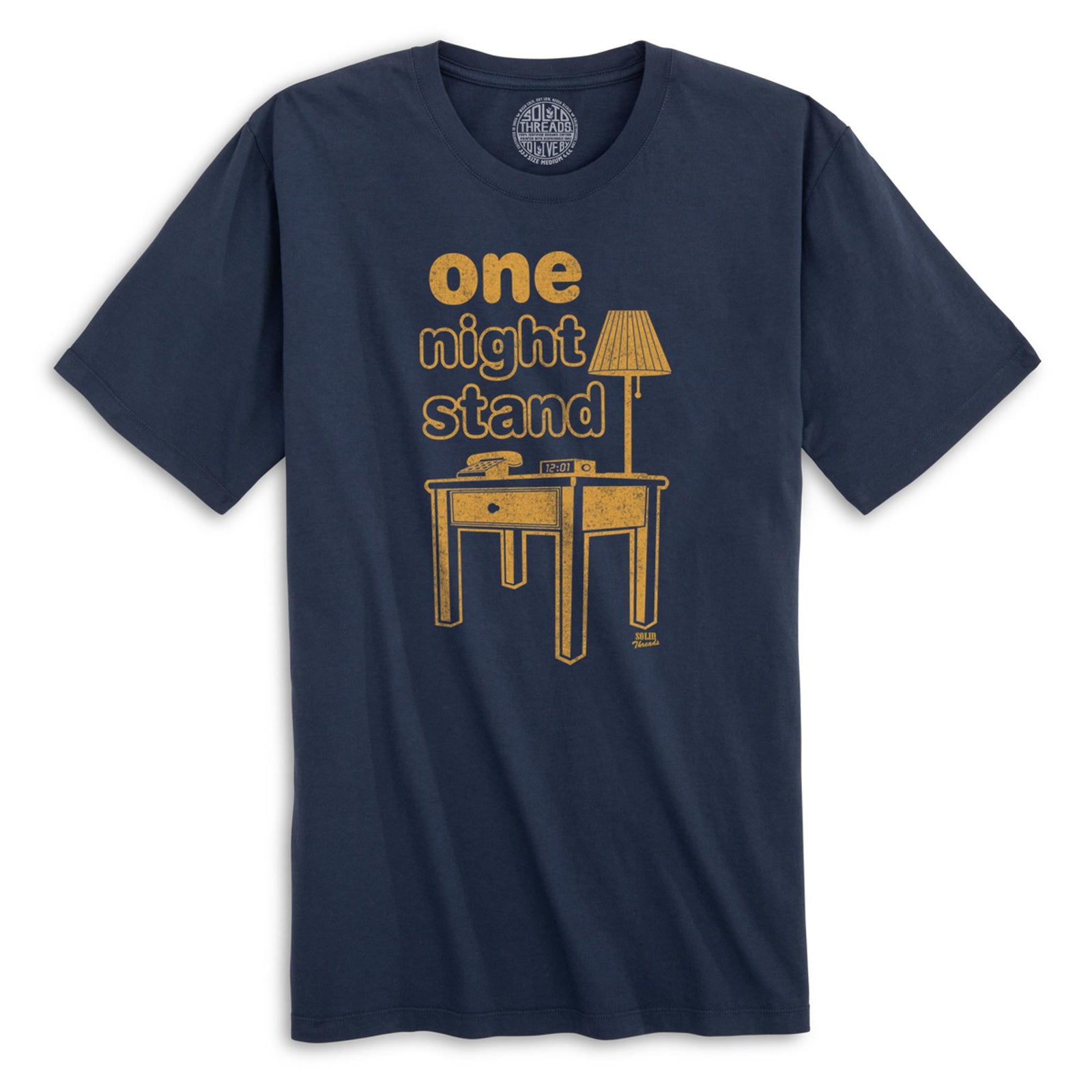 Men's One Night Stand Vintage Organic Cotton Graphic T-Shirt | Funny Playboy Tee | Solid Threads