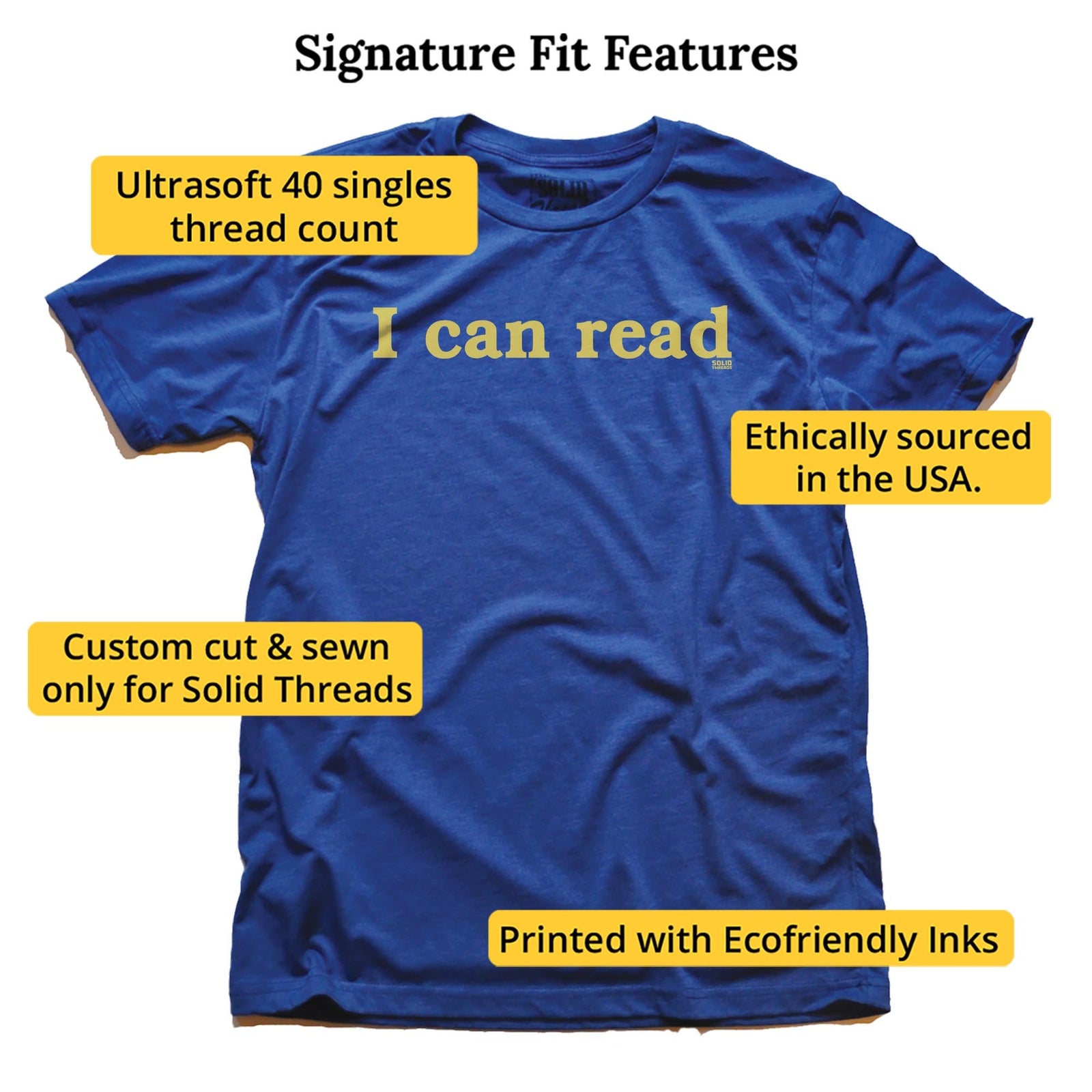 I Can Read Funny Signature T-shirt in Royal - Fit Attributes