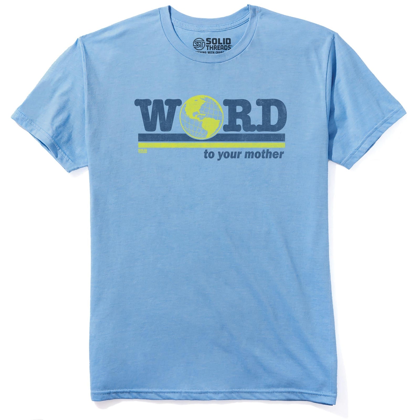 Word To Your Mother Vintage Staple T-shirt in Light Blue Heather - Front View