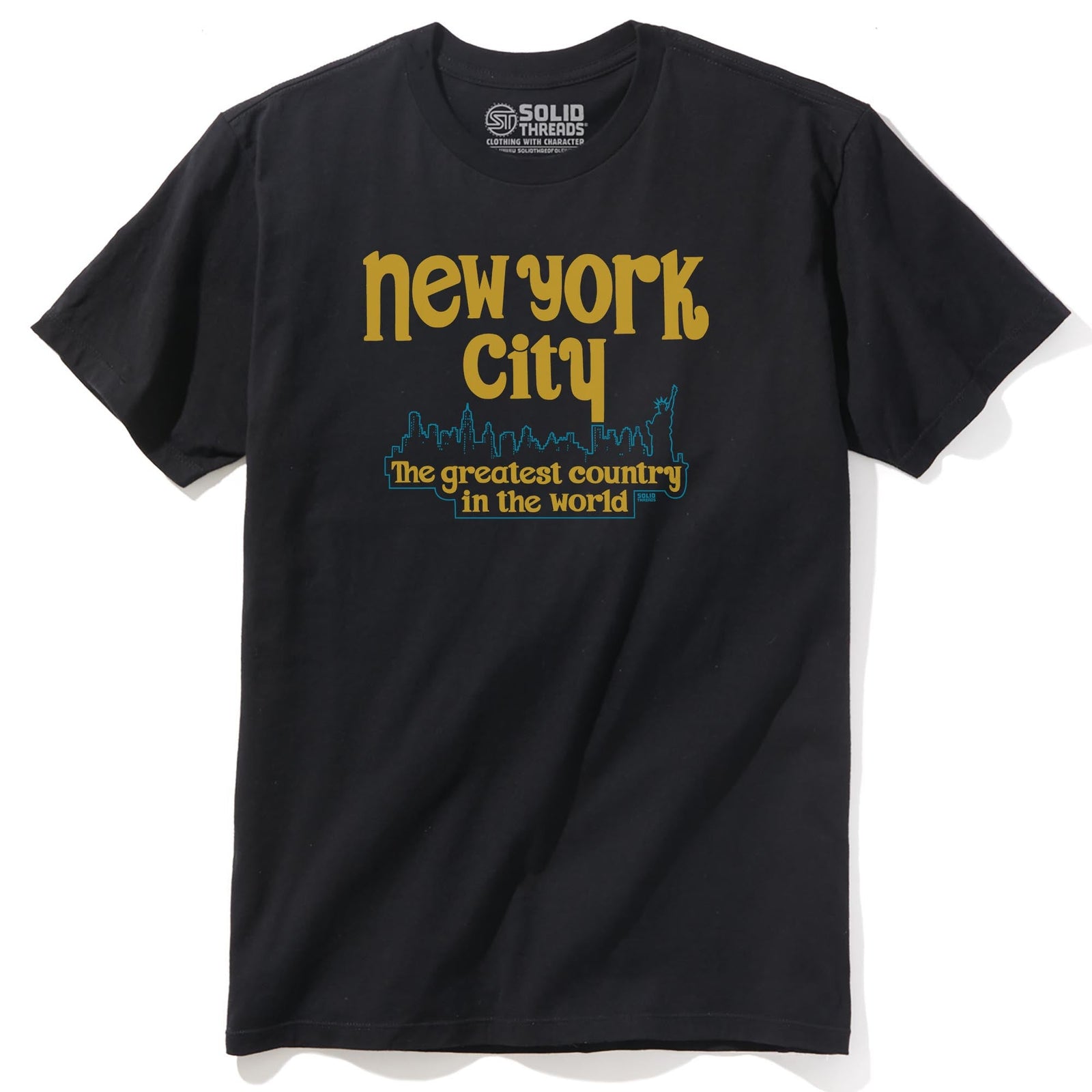 New York City The Greatest Country In The World Vintage Staple T-shirt in Black - Front View