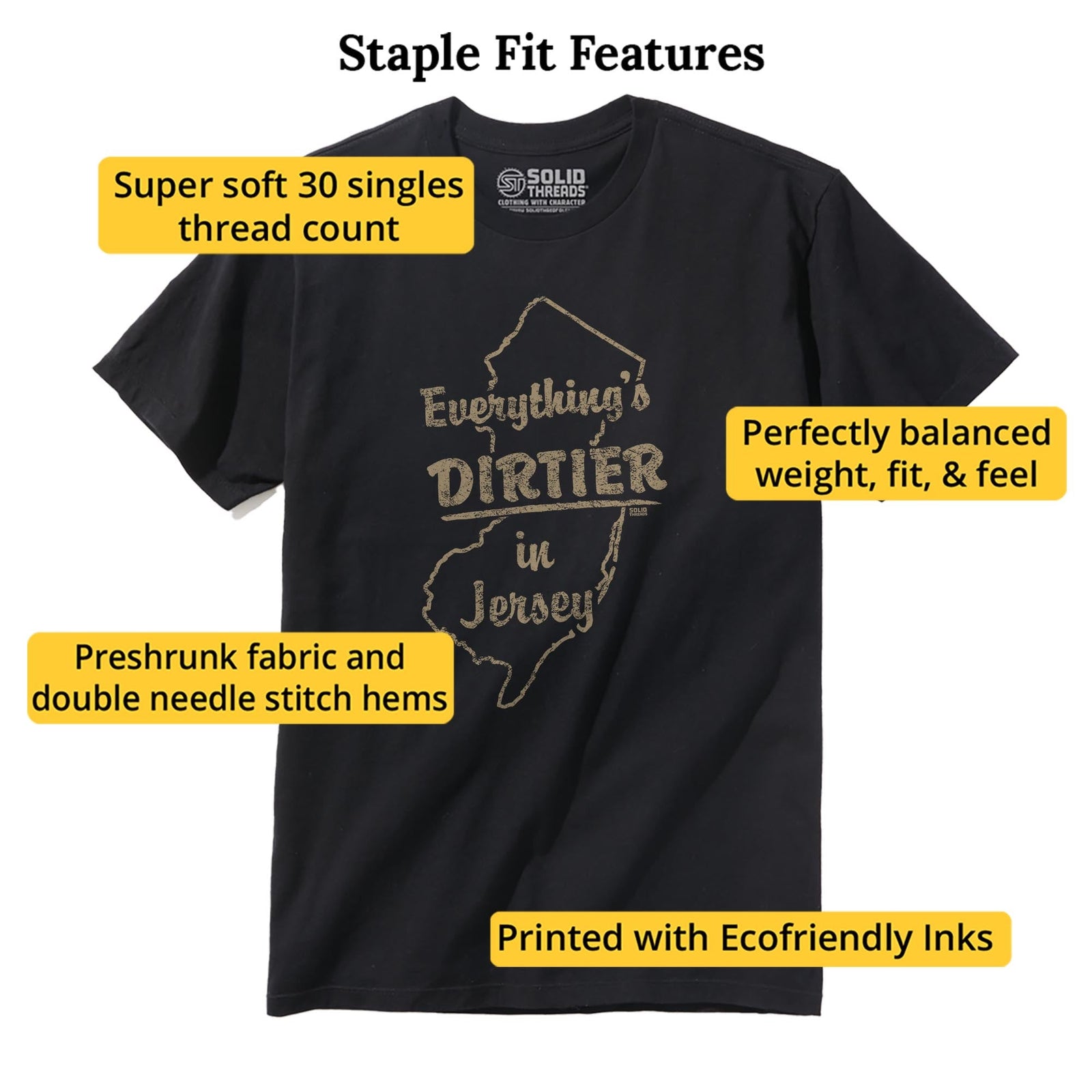 Everything's Dirtier In Jersey Vintage Staple T-shirt in Black - Fit Attributes