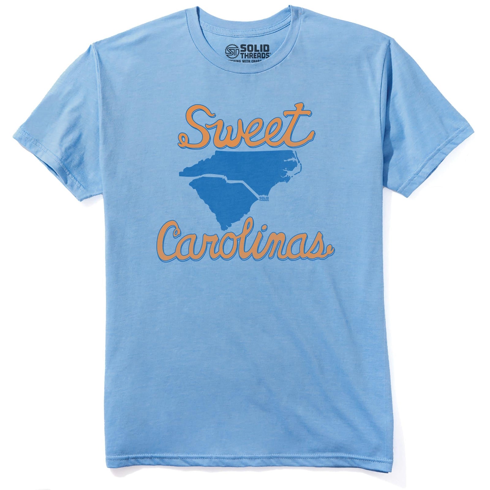 Sweet Carolinas Funny Staple T-shirt in Light Blue Heather - Front View