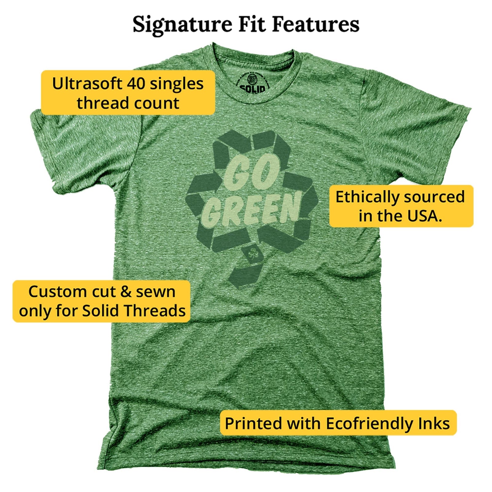 Go Green Cool Signature T-shirt in Triblend Kelly - Fit Attributes
