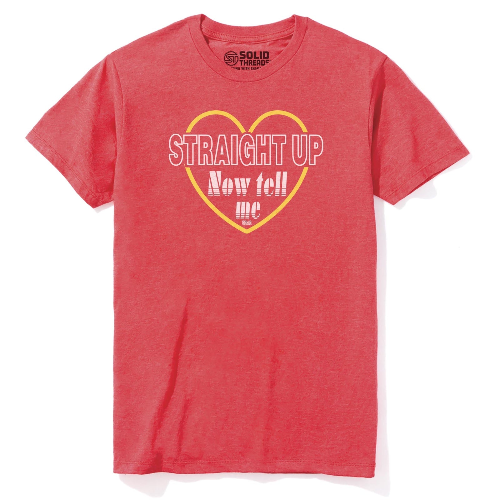 Straight Up Now Tell Me Cool Staple T-shirt in Red Heather - Front View