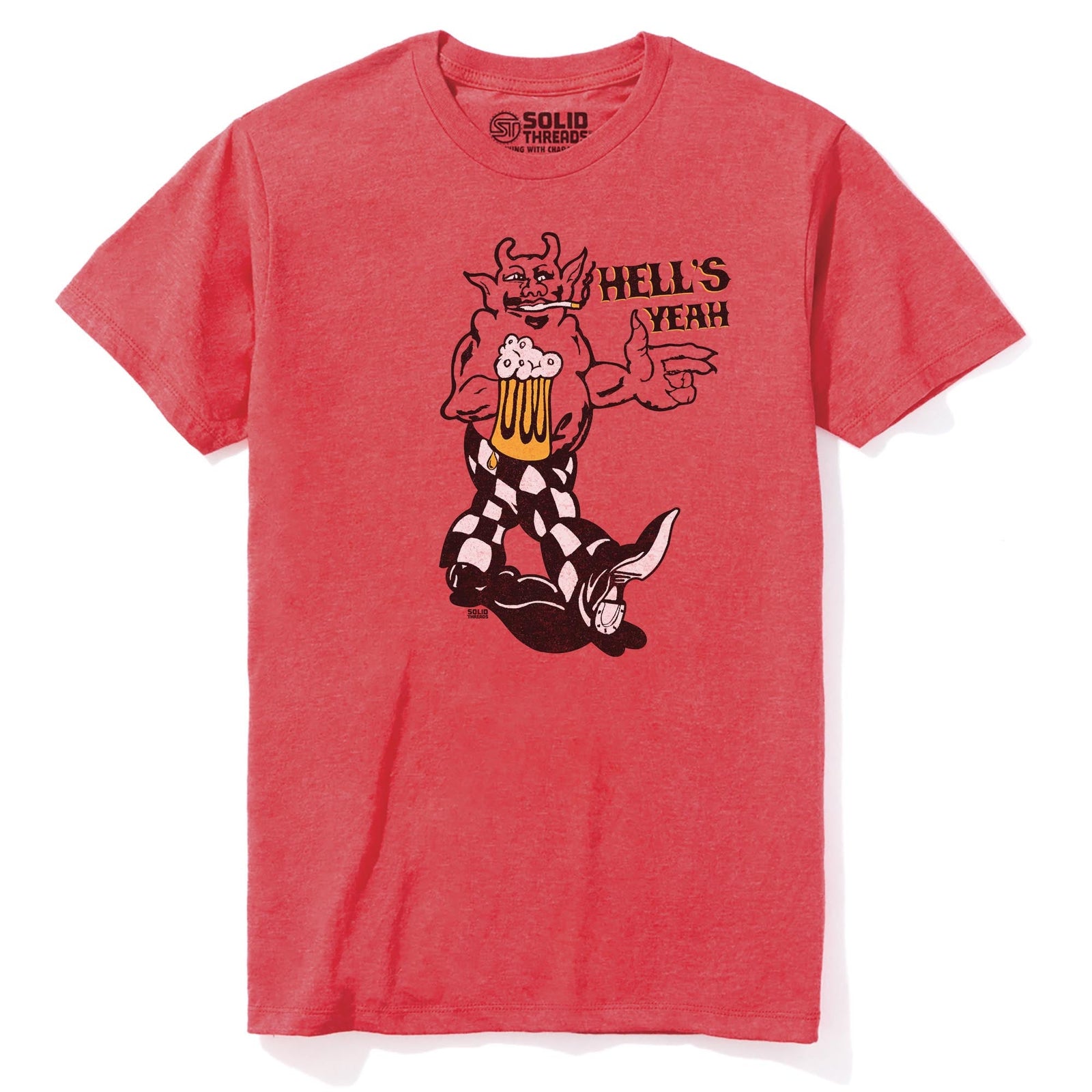 Hells Yeah Vintage Staple T-shirt in Red Heather - Front View
