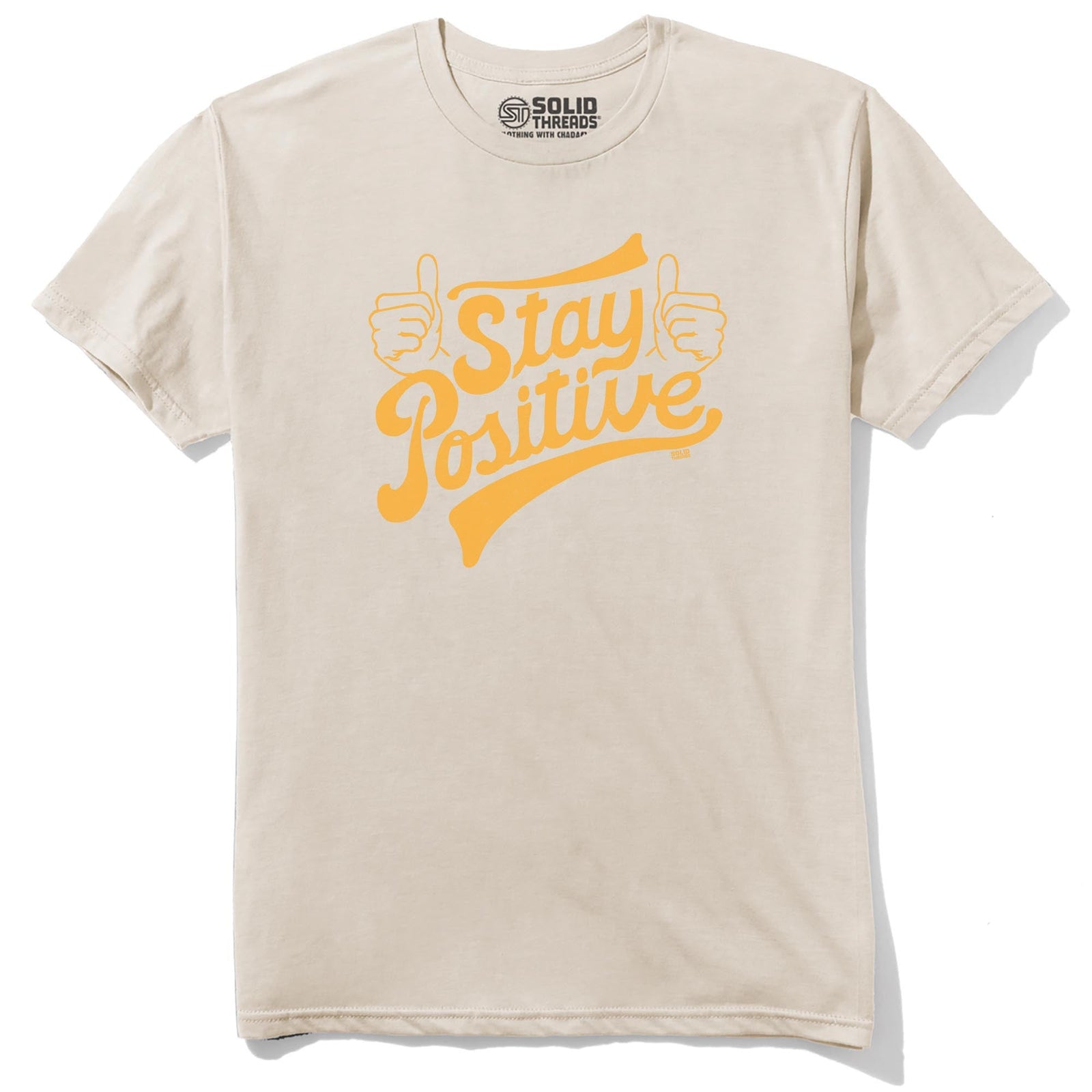 Stay Positive Cool Staple T-shirt in Natural - Front View
