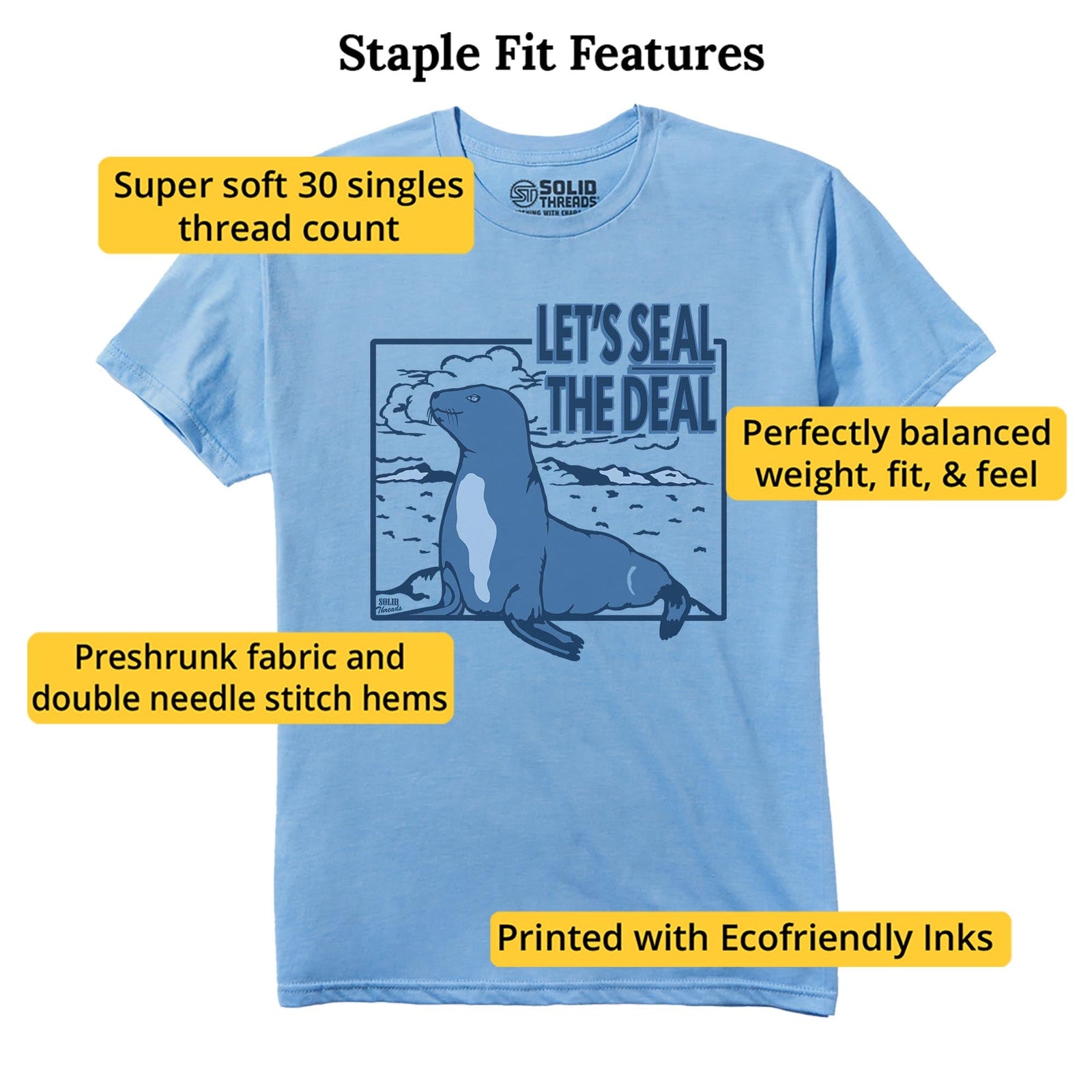 Seal The Deal Vintage Staple T-shirt in Light Blue Heather - Fit Attributes