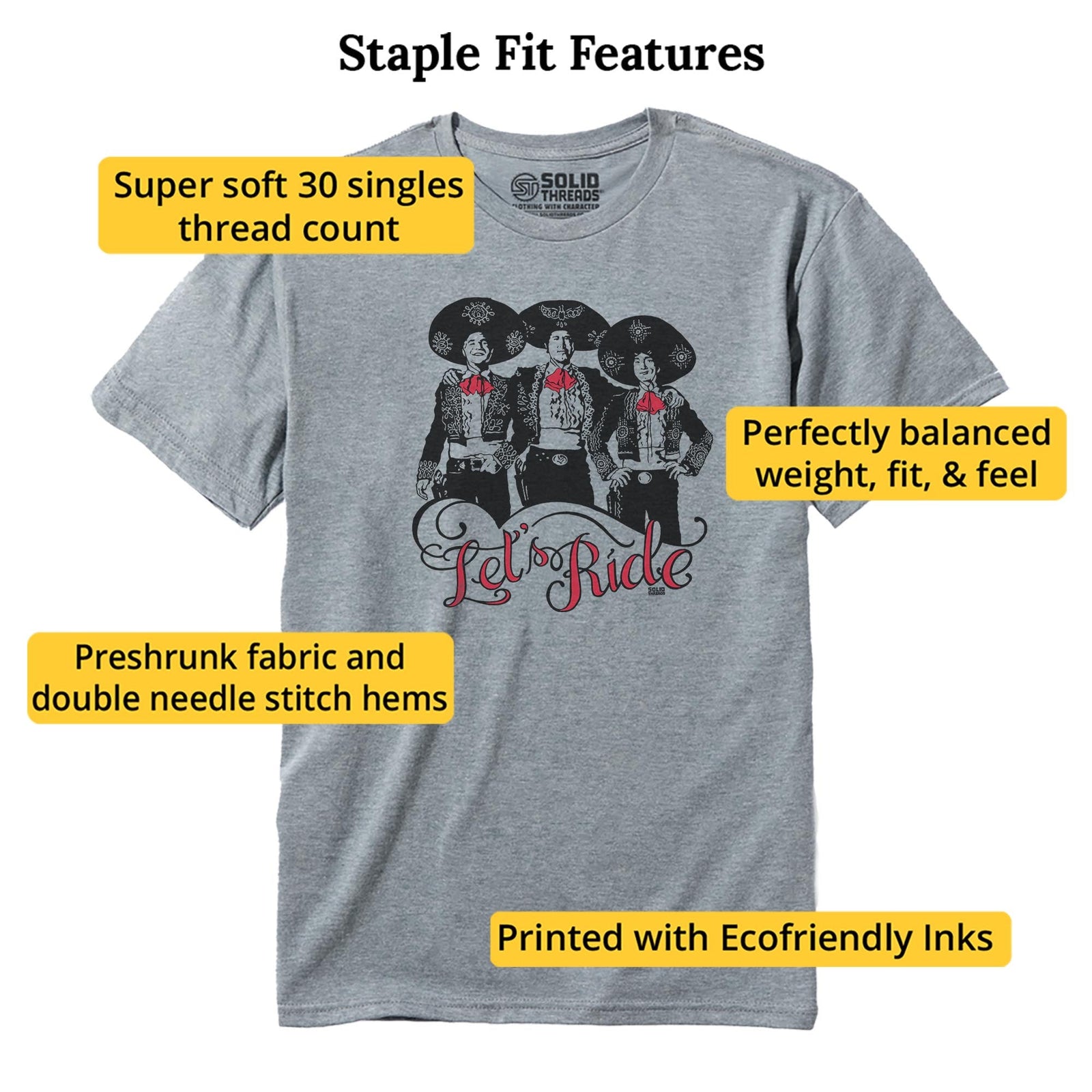 Let's Ride Vintage Staple T-shirt in Ash Heather - Fit Attributes