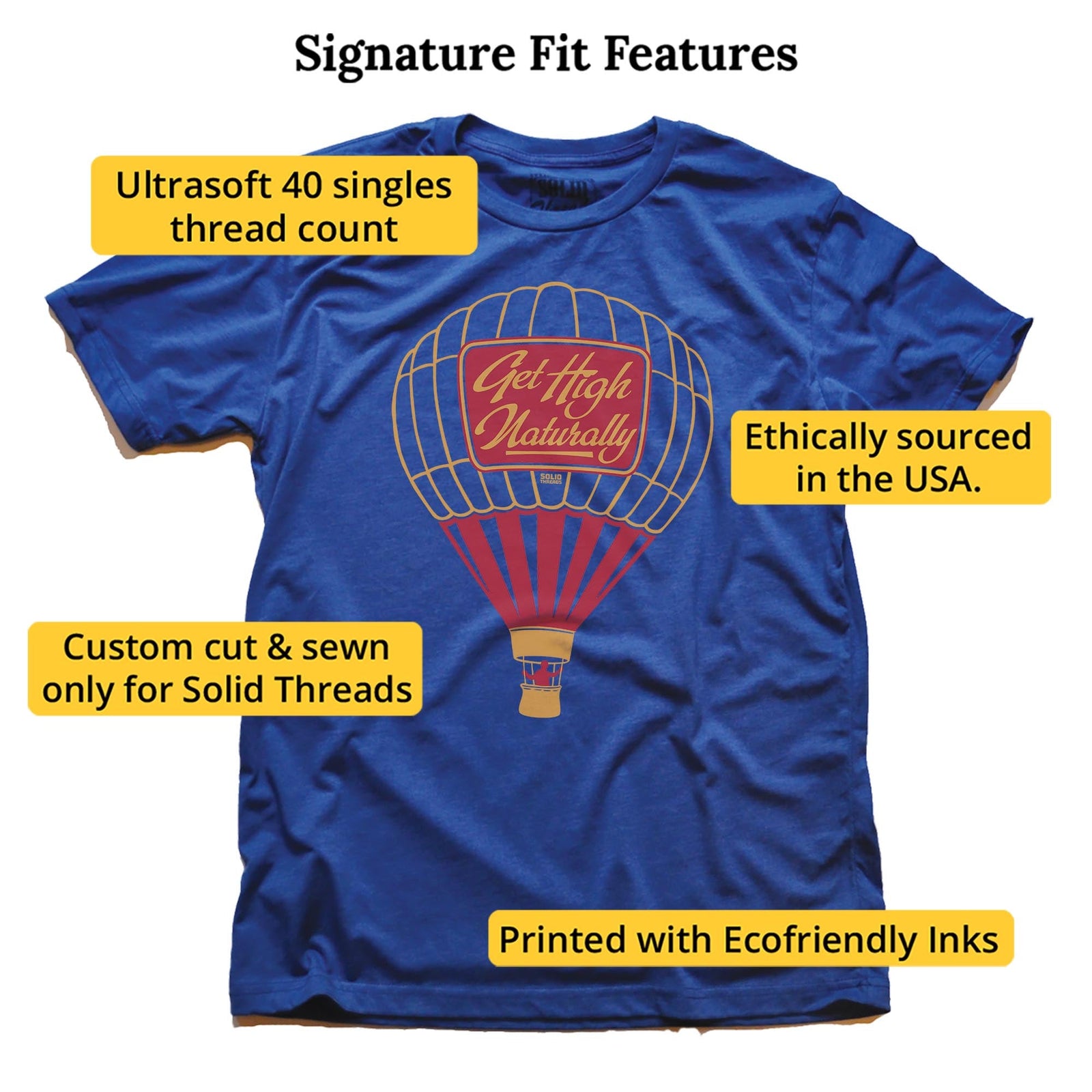 Get High Naturally Vintage Signature T-shirt in Royal - Fit Attributes