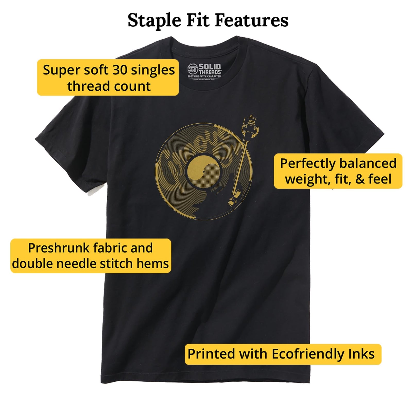 Groove On Cool Staple T-shirt in Black - Fit Attributes