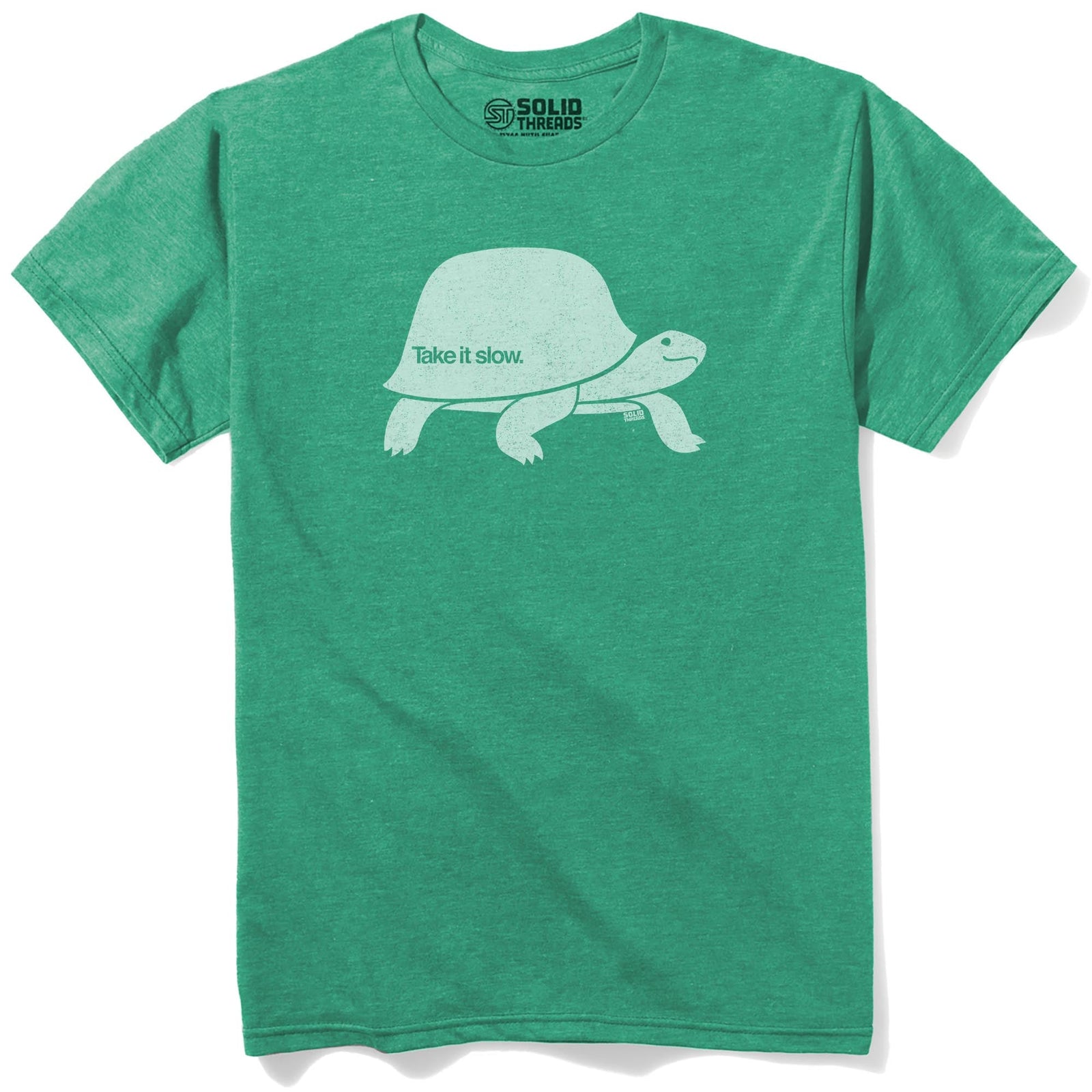Take It Slow Vintage Staple T-shirt in Kelly Heather - Front View