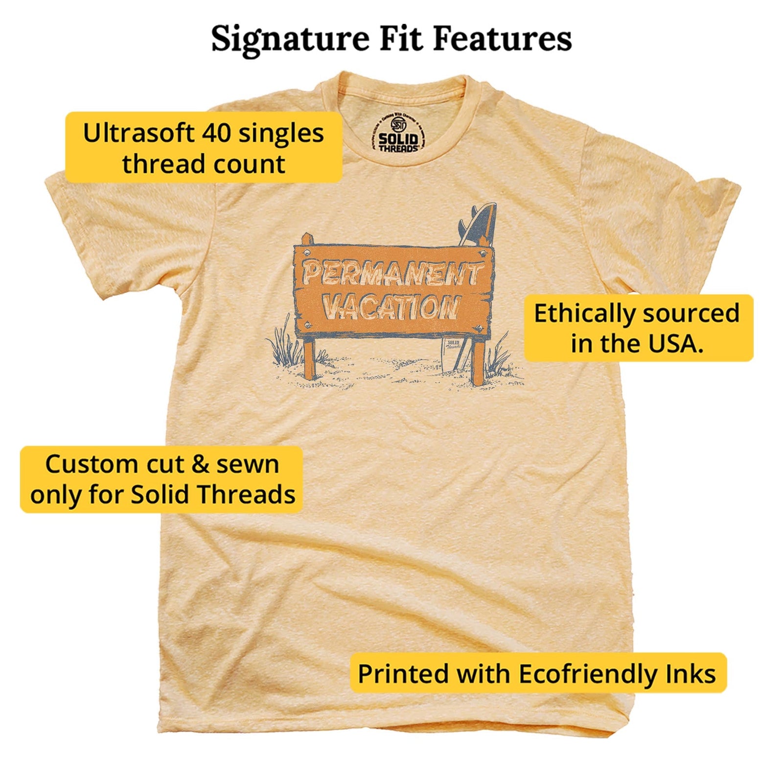 Permanent Vacation Vintage Signature T-shirt in Triblend Gold - Fit Attributes