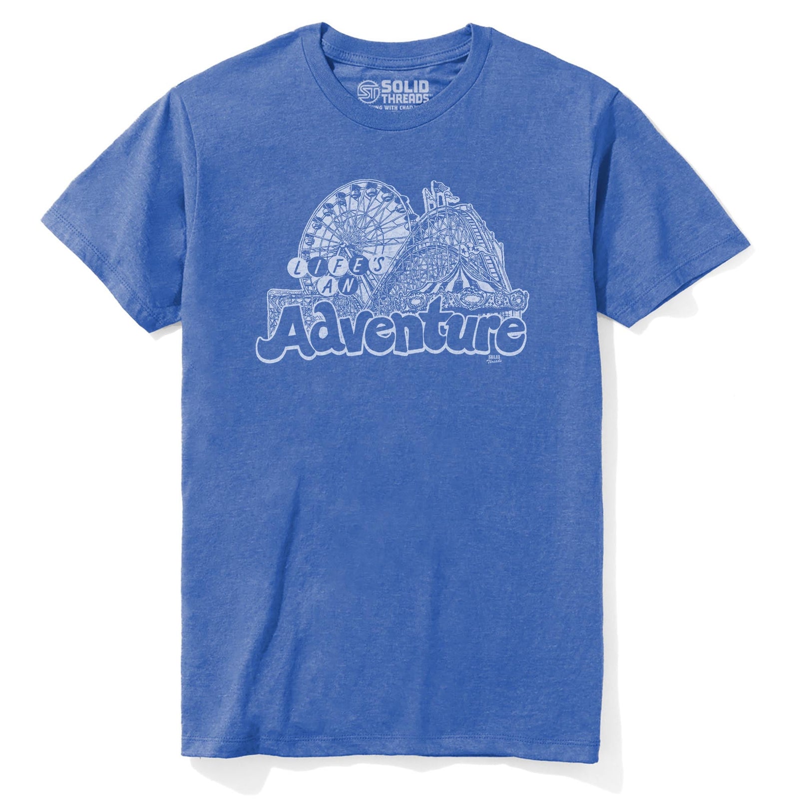 Life's An Adventure Cool Staple T-shirt in Royal Heather - Front View