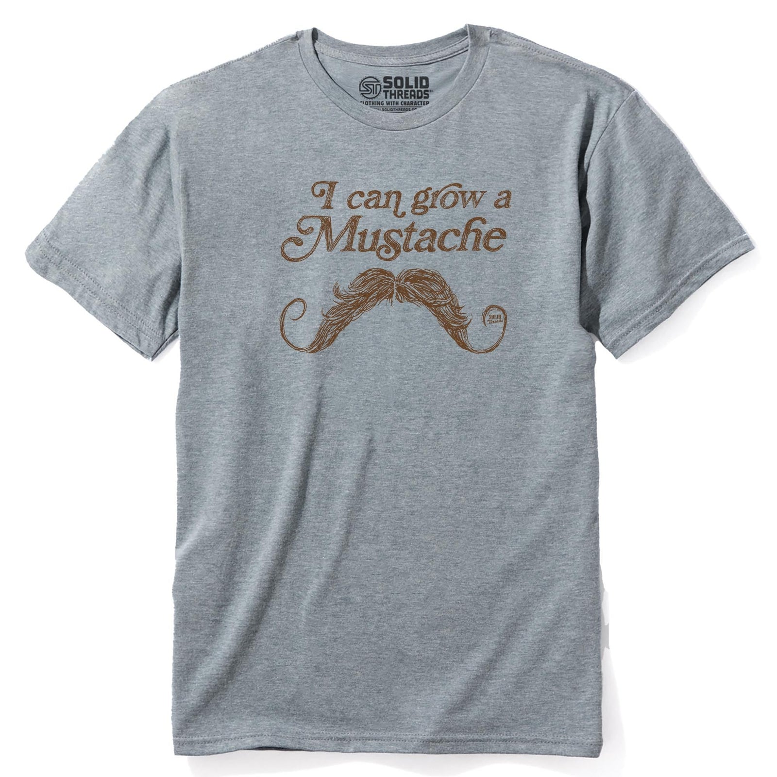 I Can Grow A Mustache Cool Staple T-shirt in Ash Heather - Front View