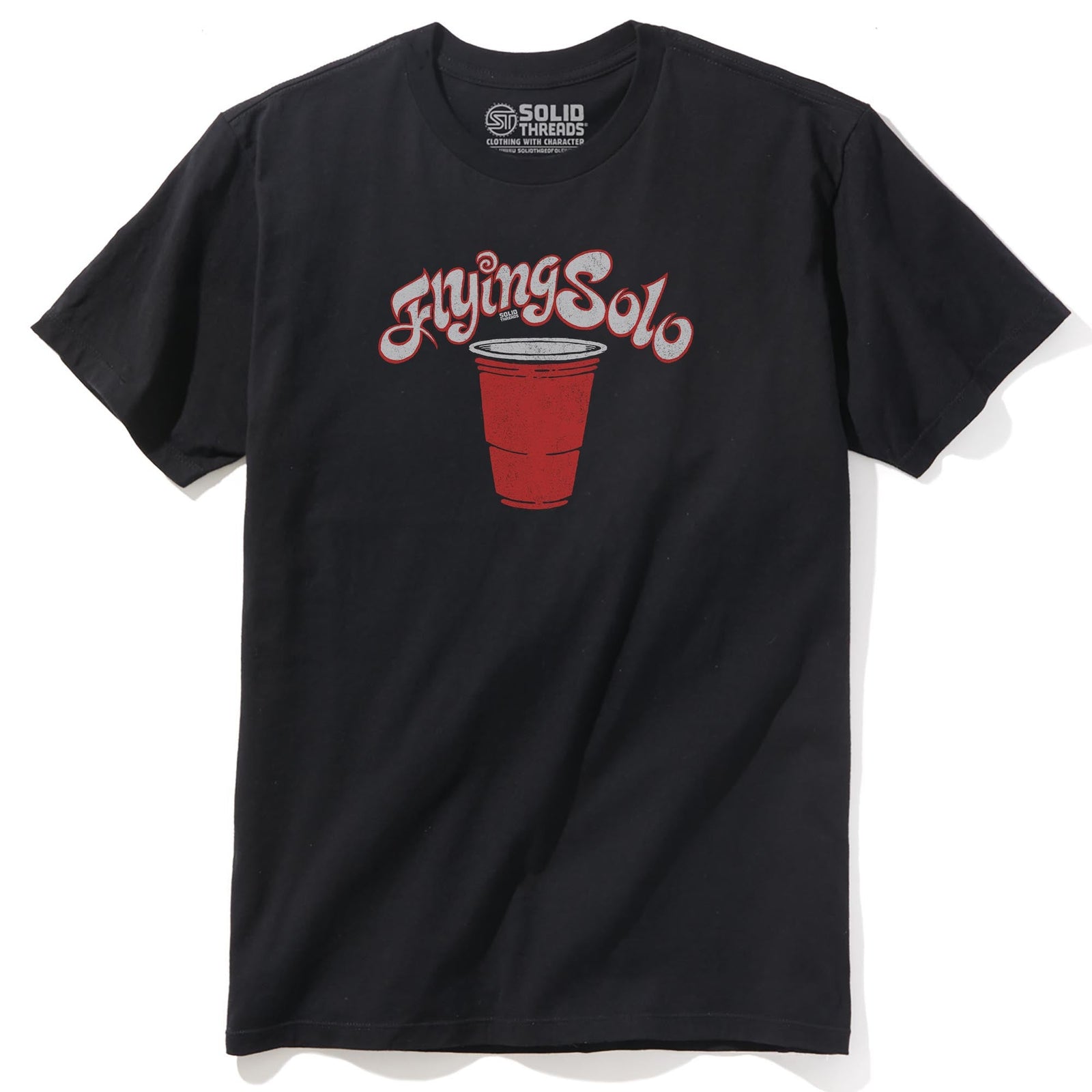 Flying Solo Vintage Staple T-shirt in Black - Front View
